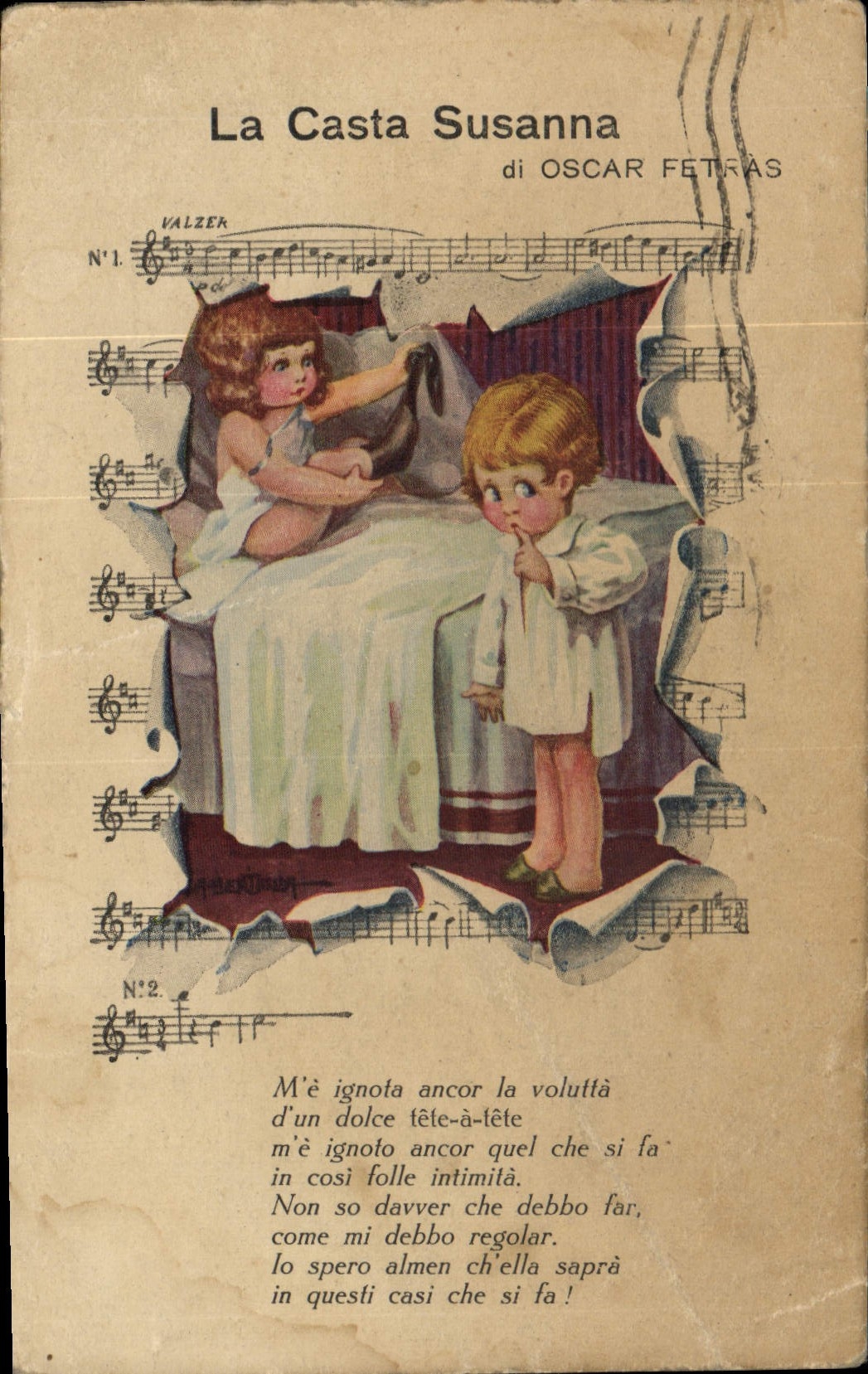 CPA Fantaisie Illustrateur La Casta Susanna di Oscar Fetras Enfants Bertiglia