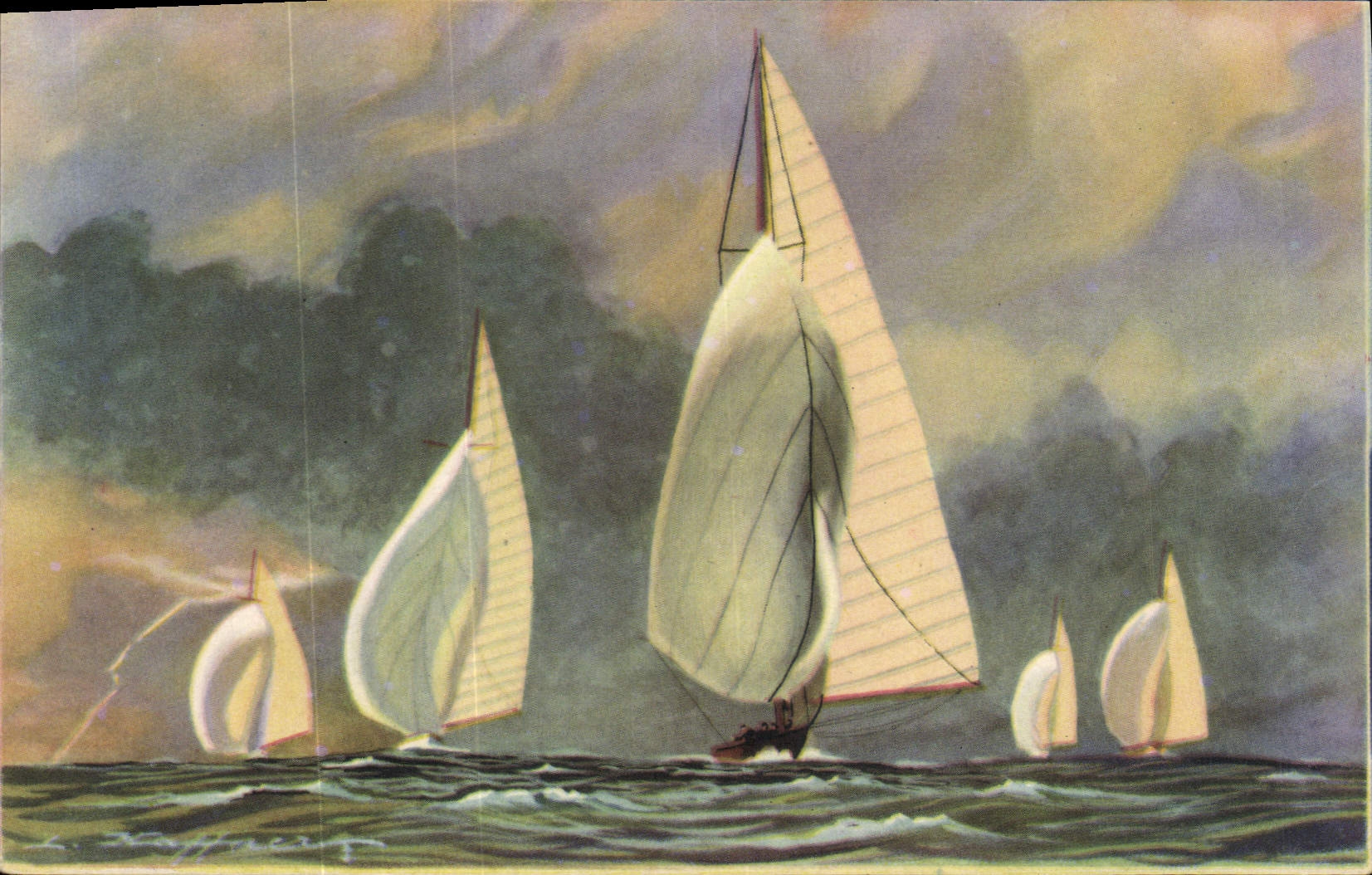 CPA Fantaisie Illustrateur Haffner Bateau Vent arriere 