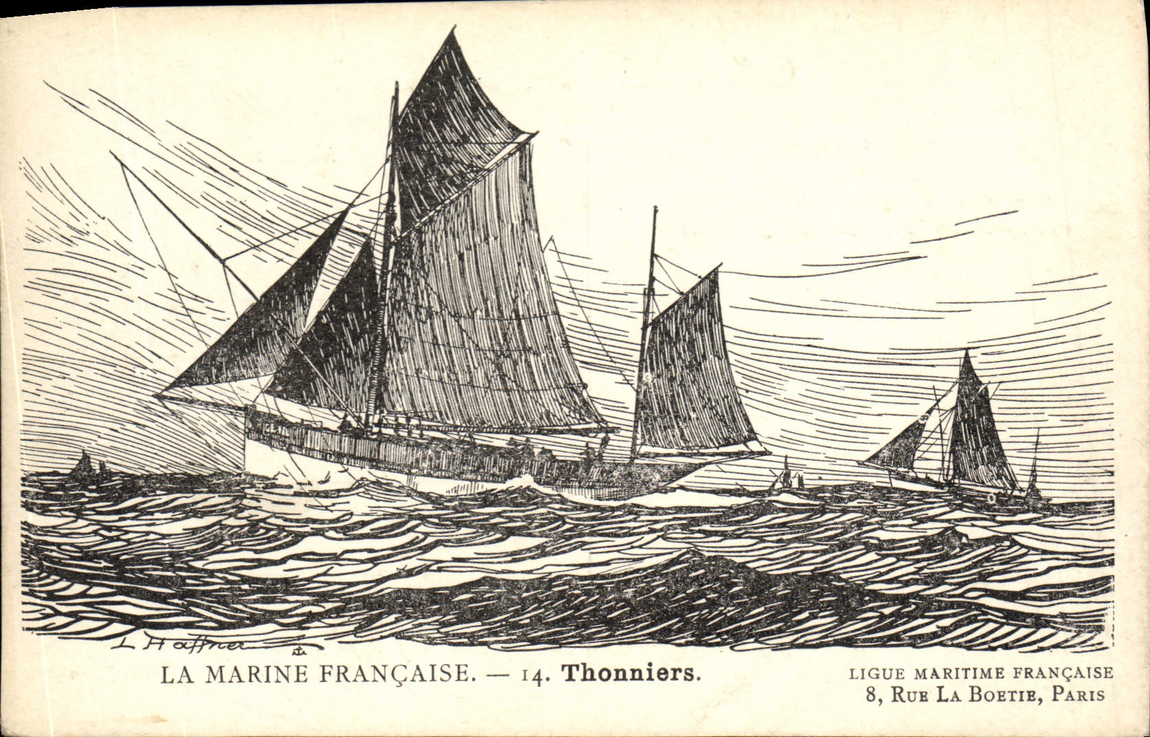 CPA Fantaisie Illustrateur Haffner Bateau Thonniers Peche