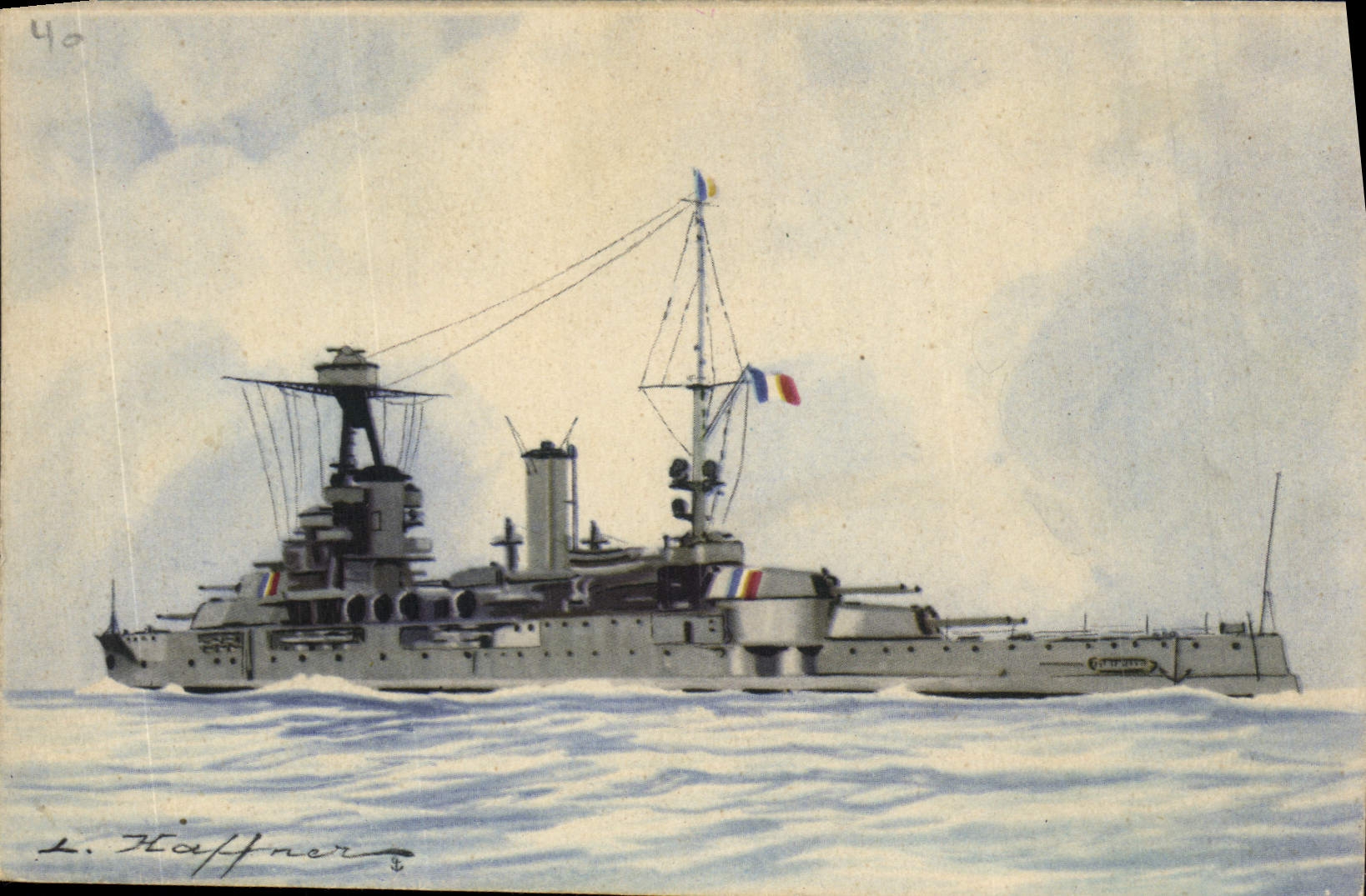 CPA Fantaisie Illustrateur Haffner Bateau de Guerre Cuirasse Provence