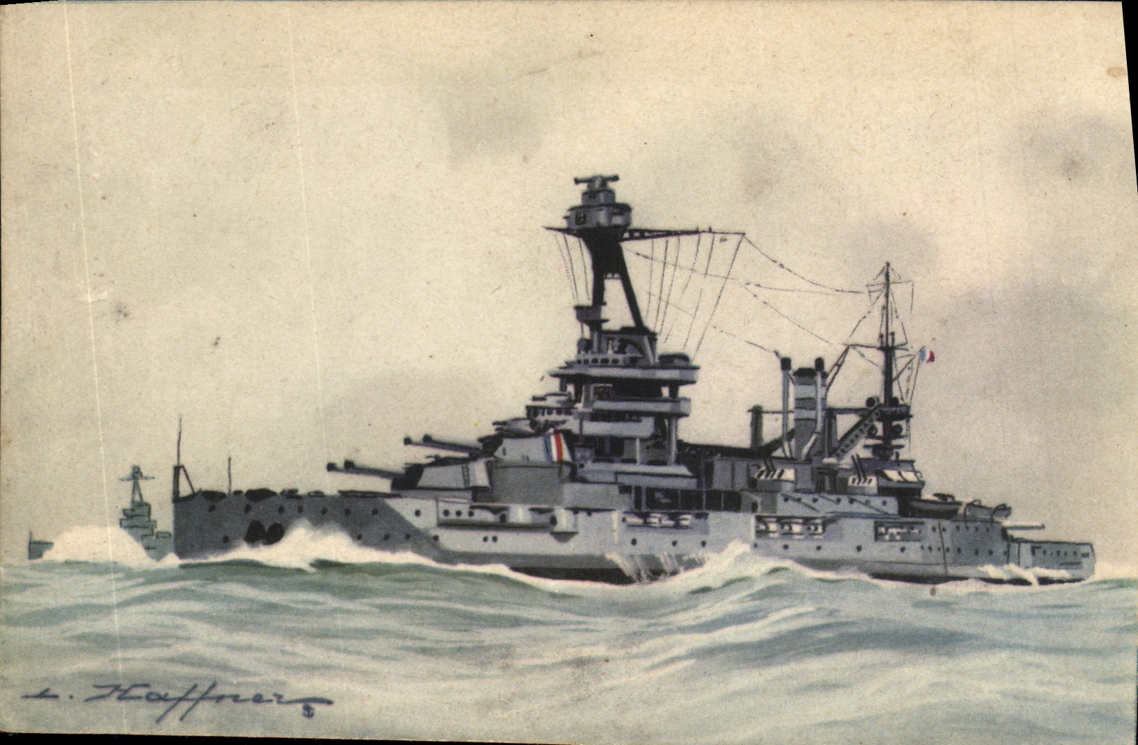 CPA Fantaisie Illustrateur Haffner Bateau de Guerre Cuirasse Lorraine