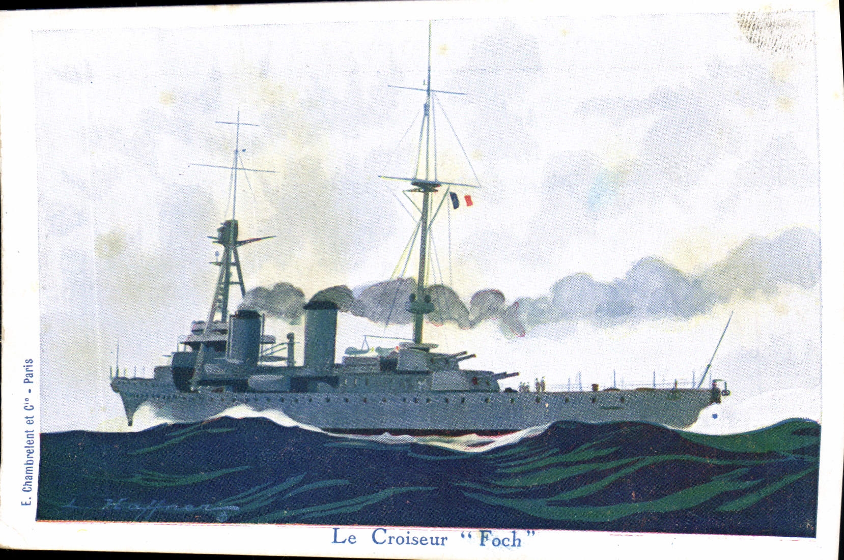 CPA Fantaisie Illustrateur Haffner Bateau de Guerre Croiseur Foch