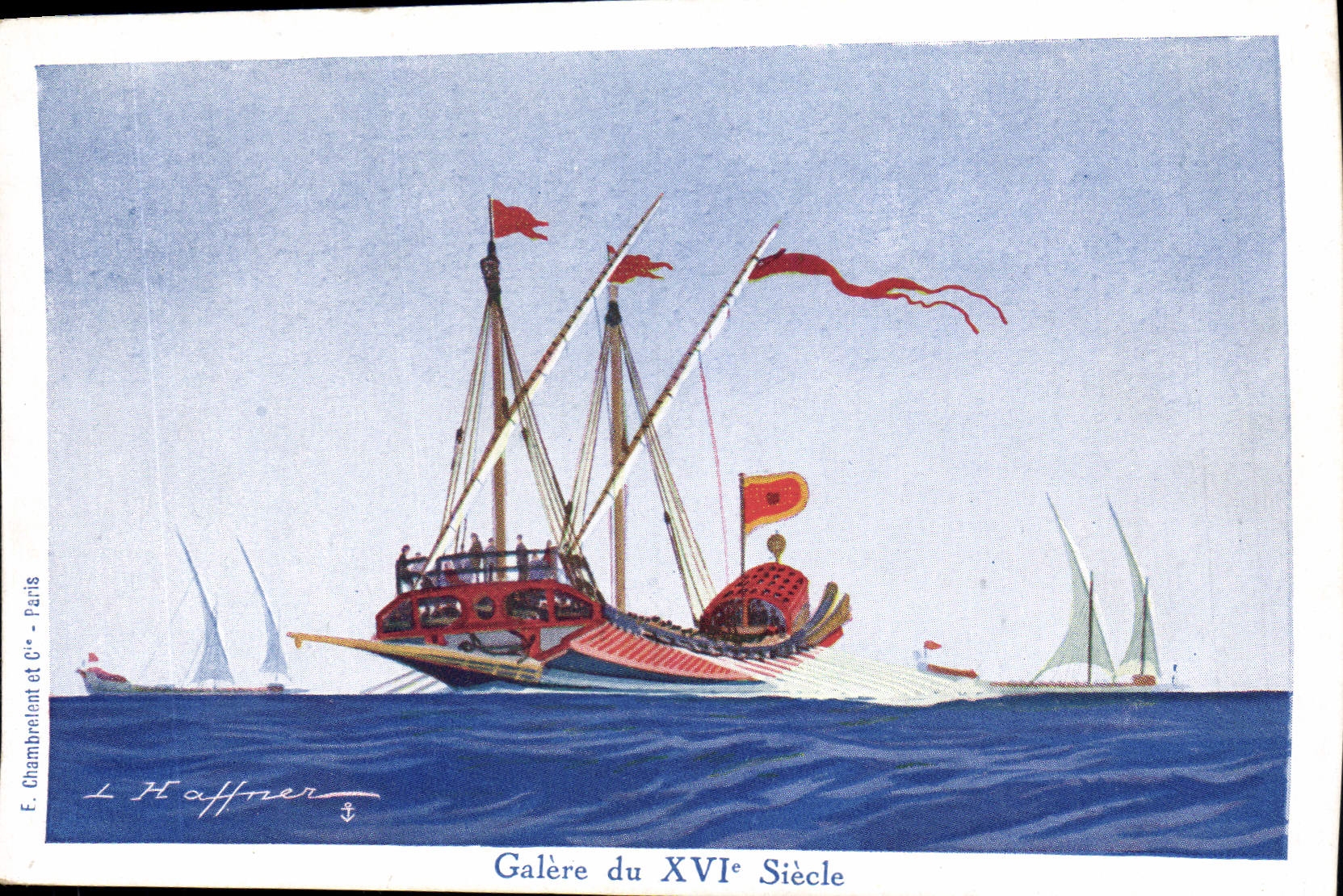 CPA Fantaisie Illustrateur Haffner Bateau Galere du 16eme