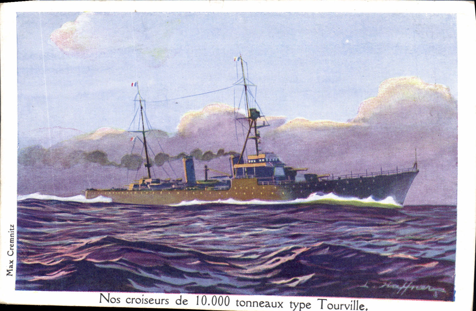 CPA Fantaisie Illustrateur Haffner Bateau de Guerre Croiseur Type Tourville