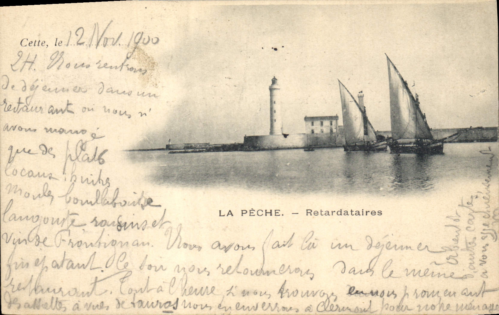 CPA Phare Cette La Peche Retardataires Bateaux 