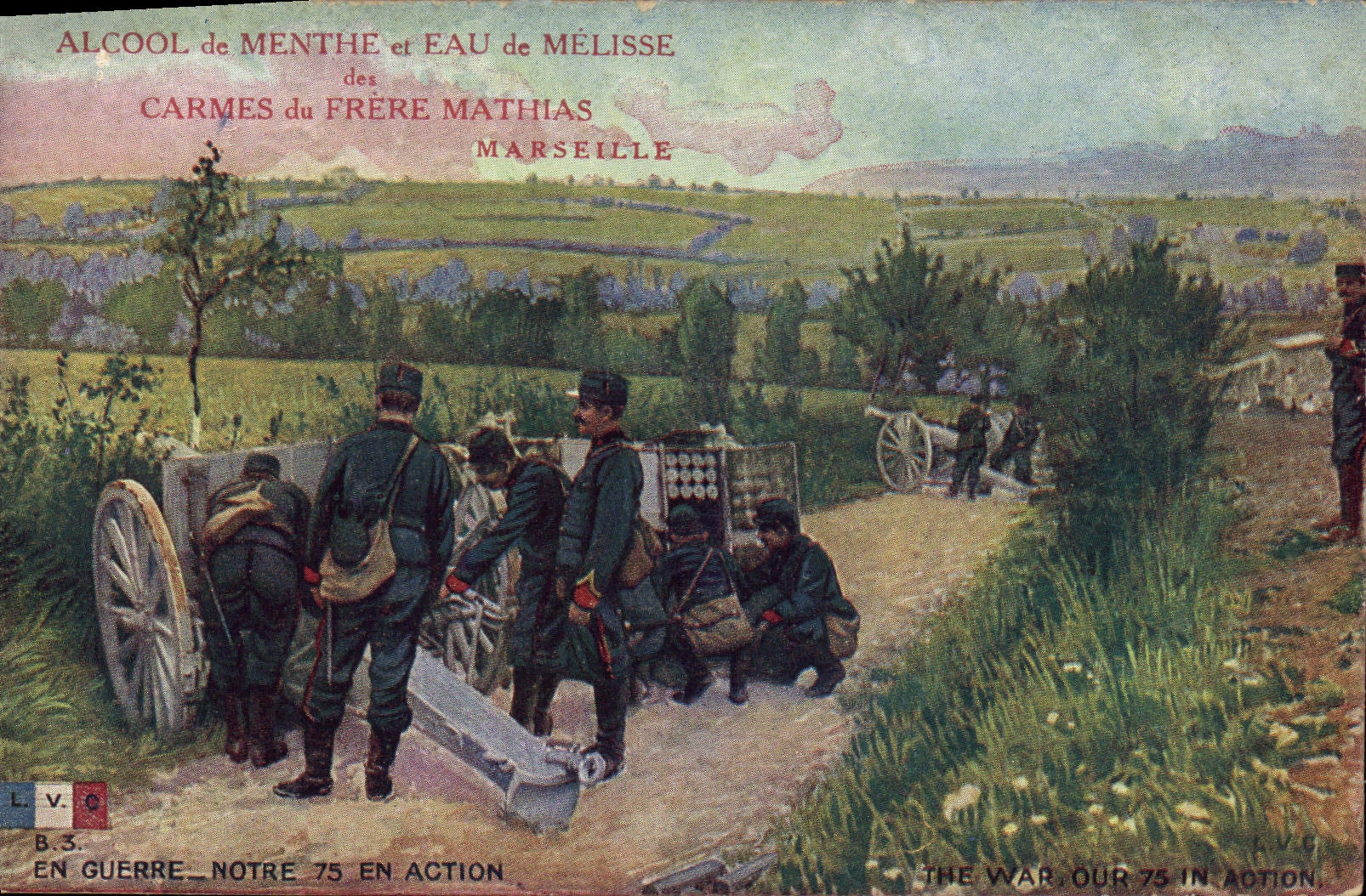 CPA Militaria Notre 75 en action Canon Frere Mathias Marseille