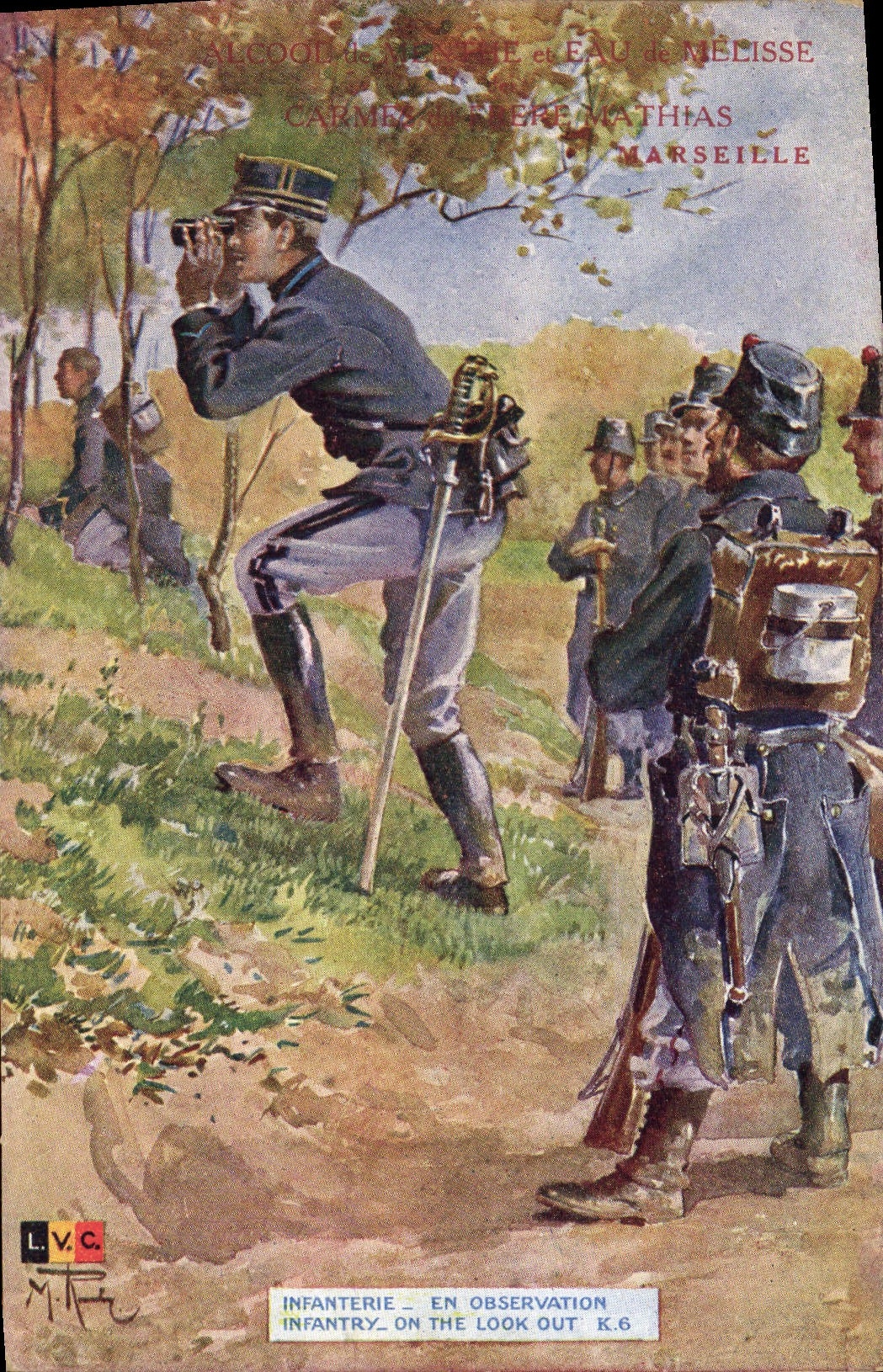 CPA Militaria Infanterie En observation Frere Mathias Marseille