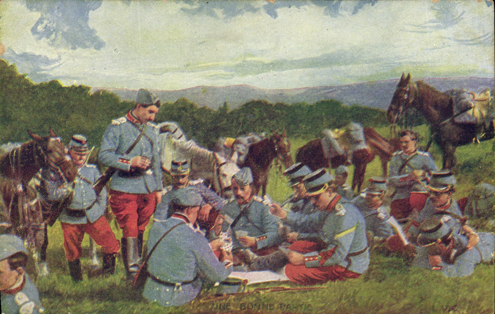 CPA Militaria Une bonne partie de cartes