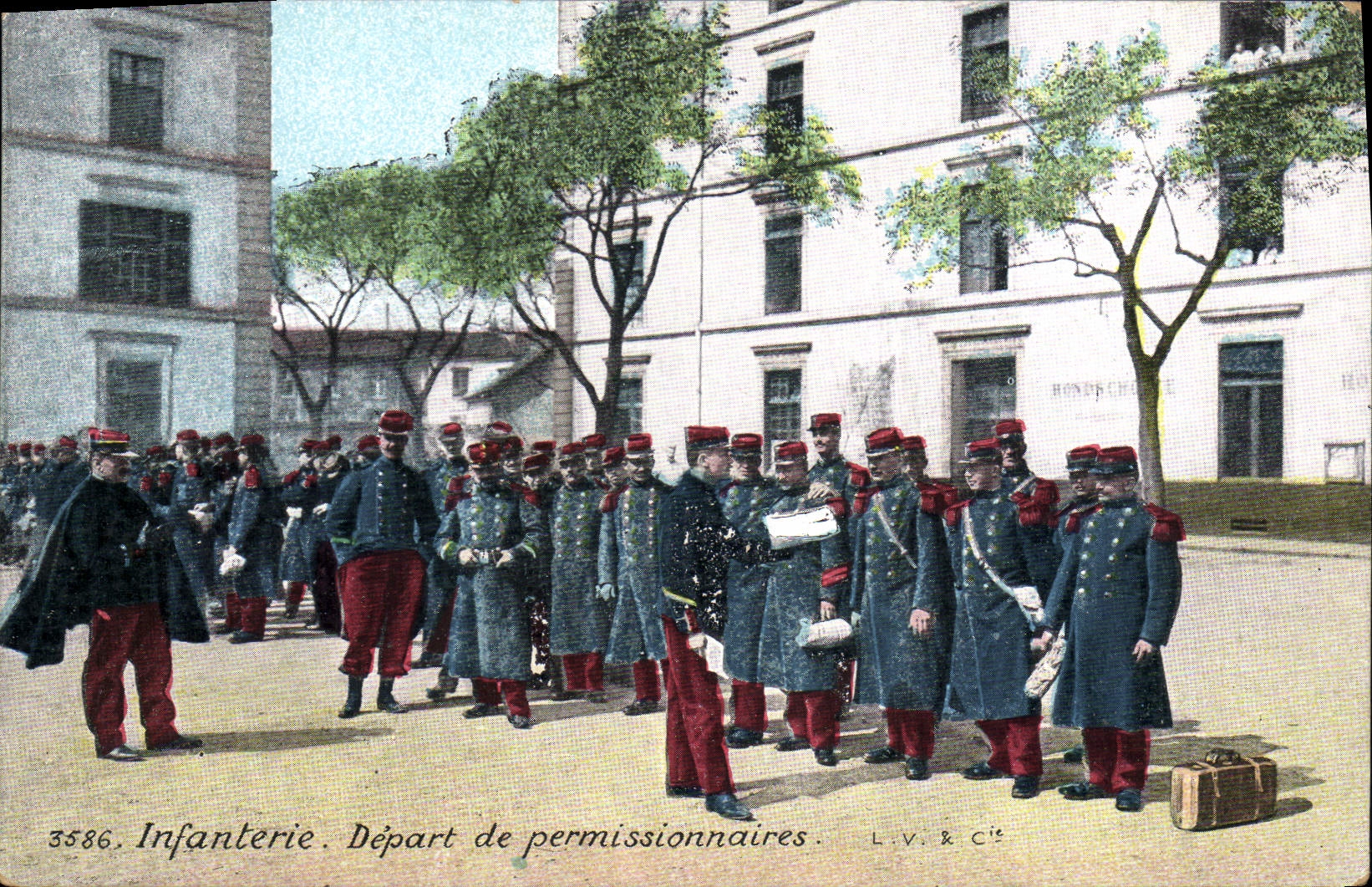 CPA Militaria Infanterie Depart des permissionnaires