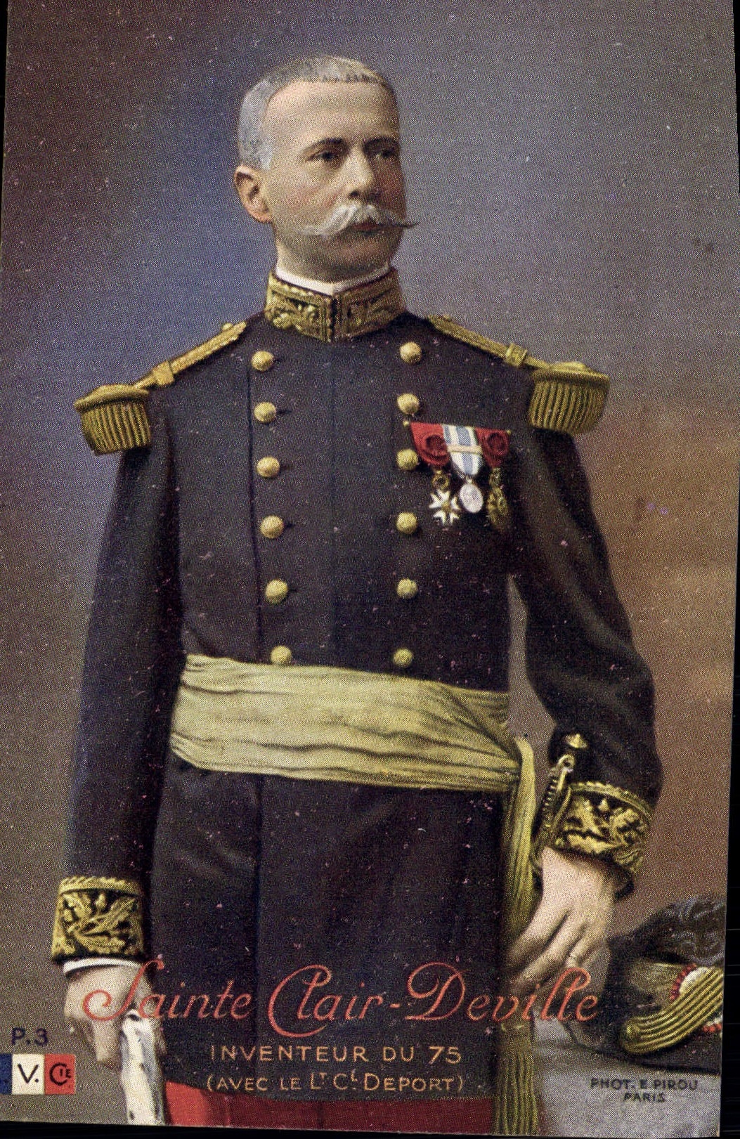 CPA Militaria Sainte Clair Deville Inventeur du 75 Avec le lieutenant Deport