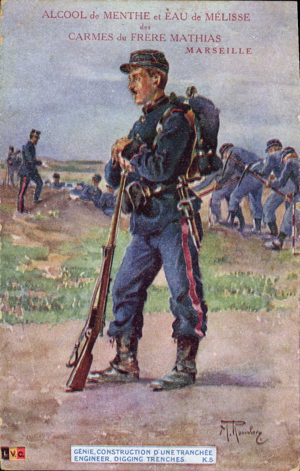 CPA Militaria Genie Construction d'une tranchee Frere Mathias