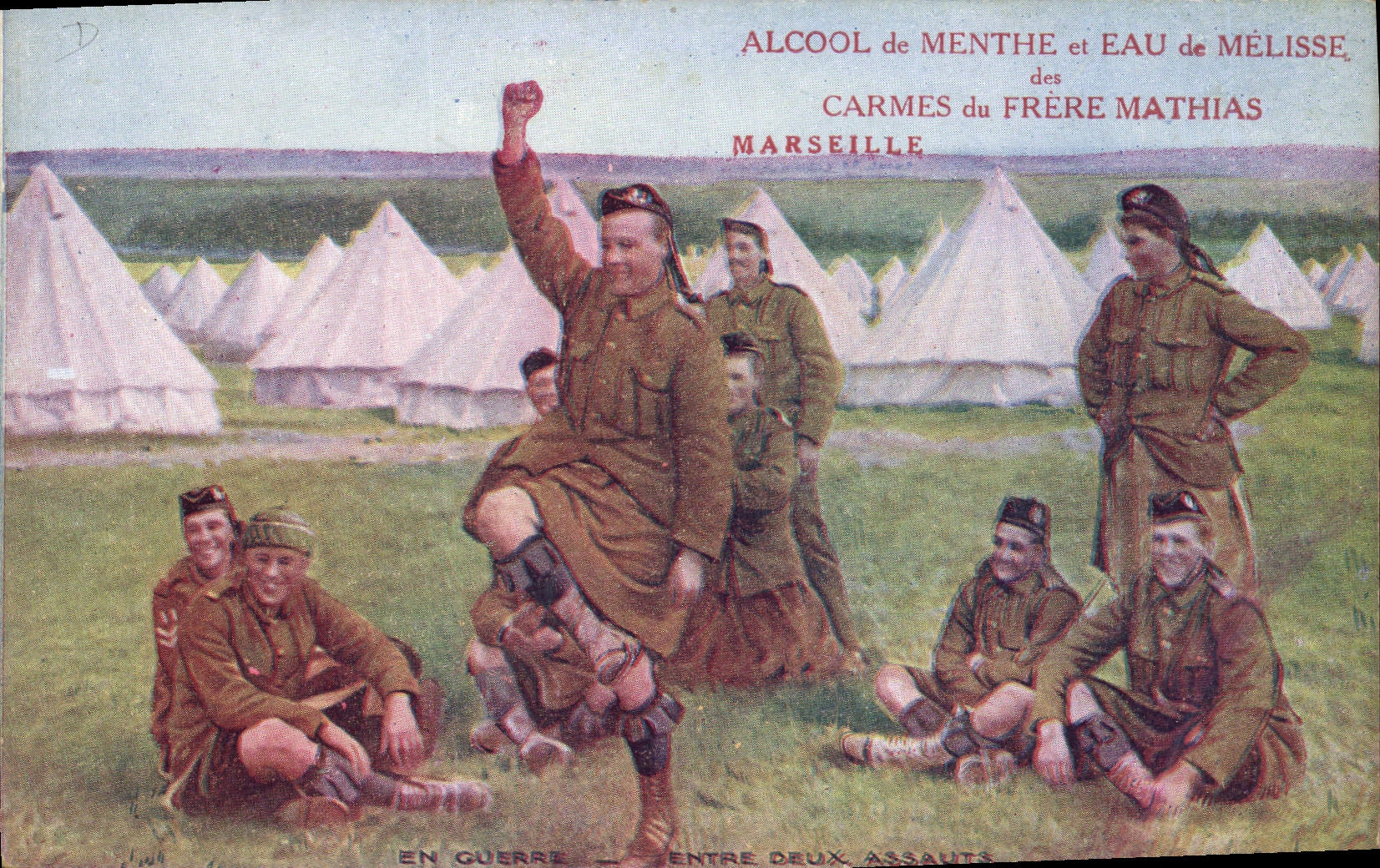 CPA Militaria Entre deux assauts Frere Mathias
