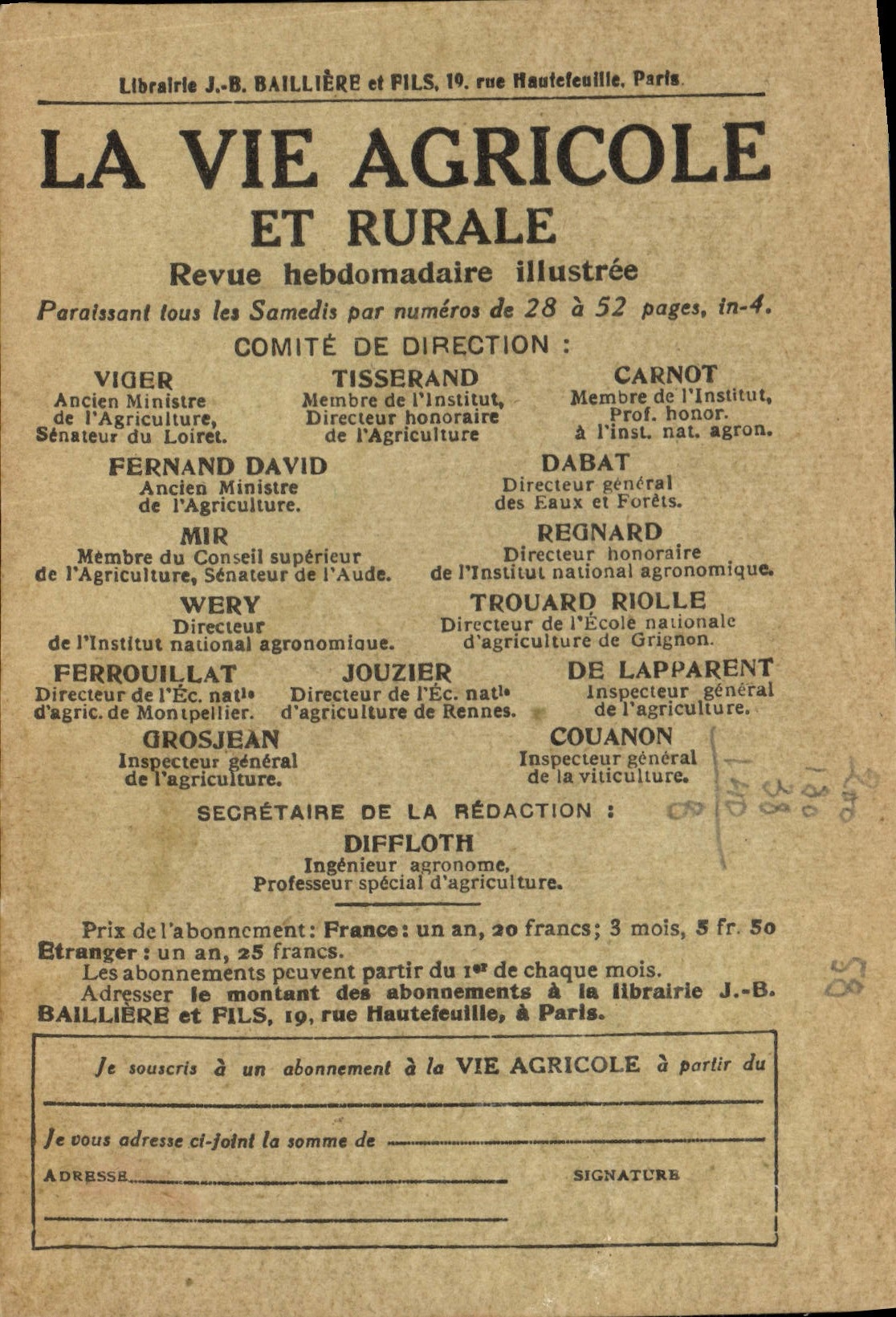 CPA Journaux Journal La Vie Agricole et Rurale