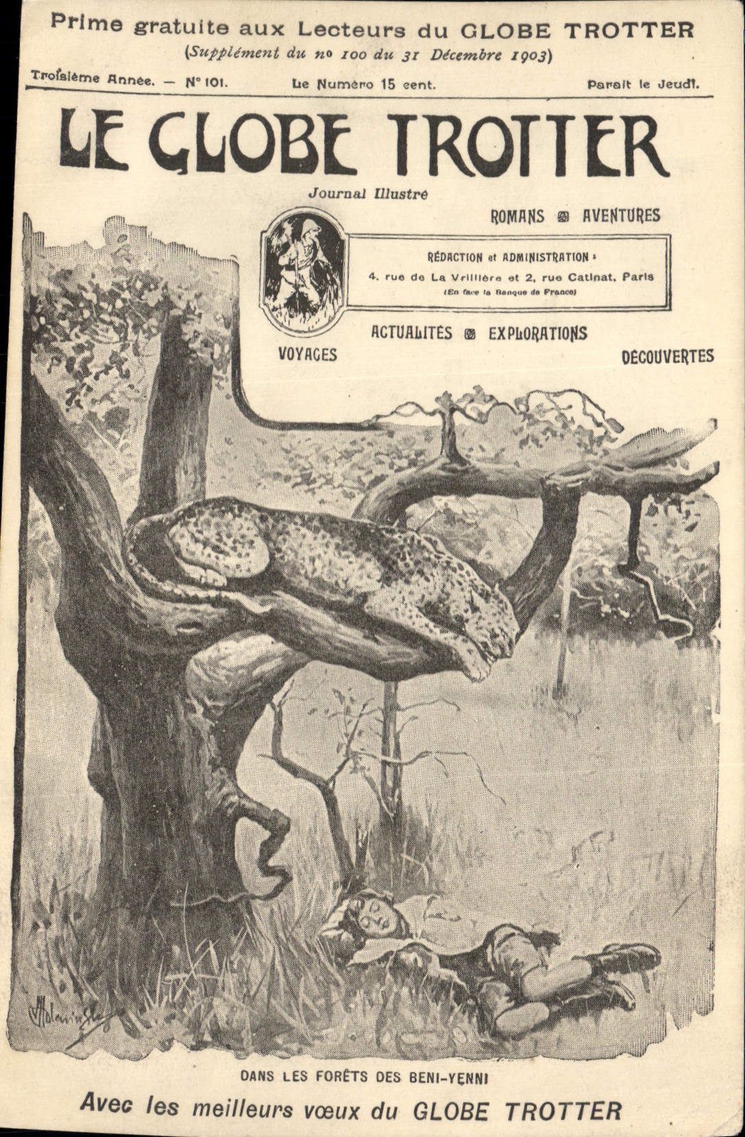 CPA Journaux Journal Le Globe Trotter Dans les forets de Beni Yenni Guepard