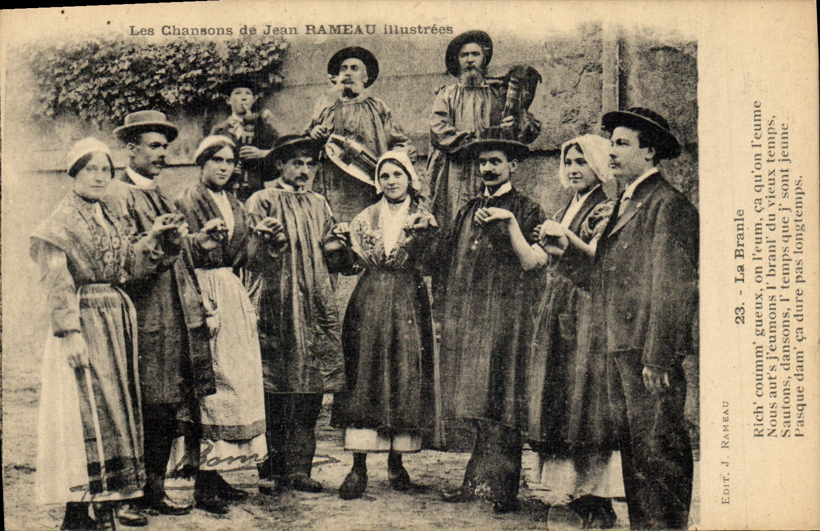 CPA Folklore Les chansons de Jean Rameau illustrees La Branle