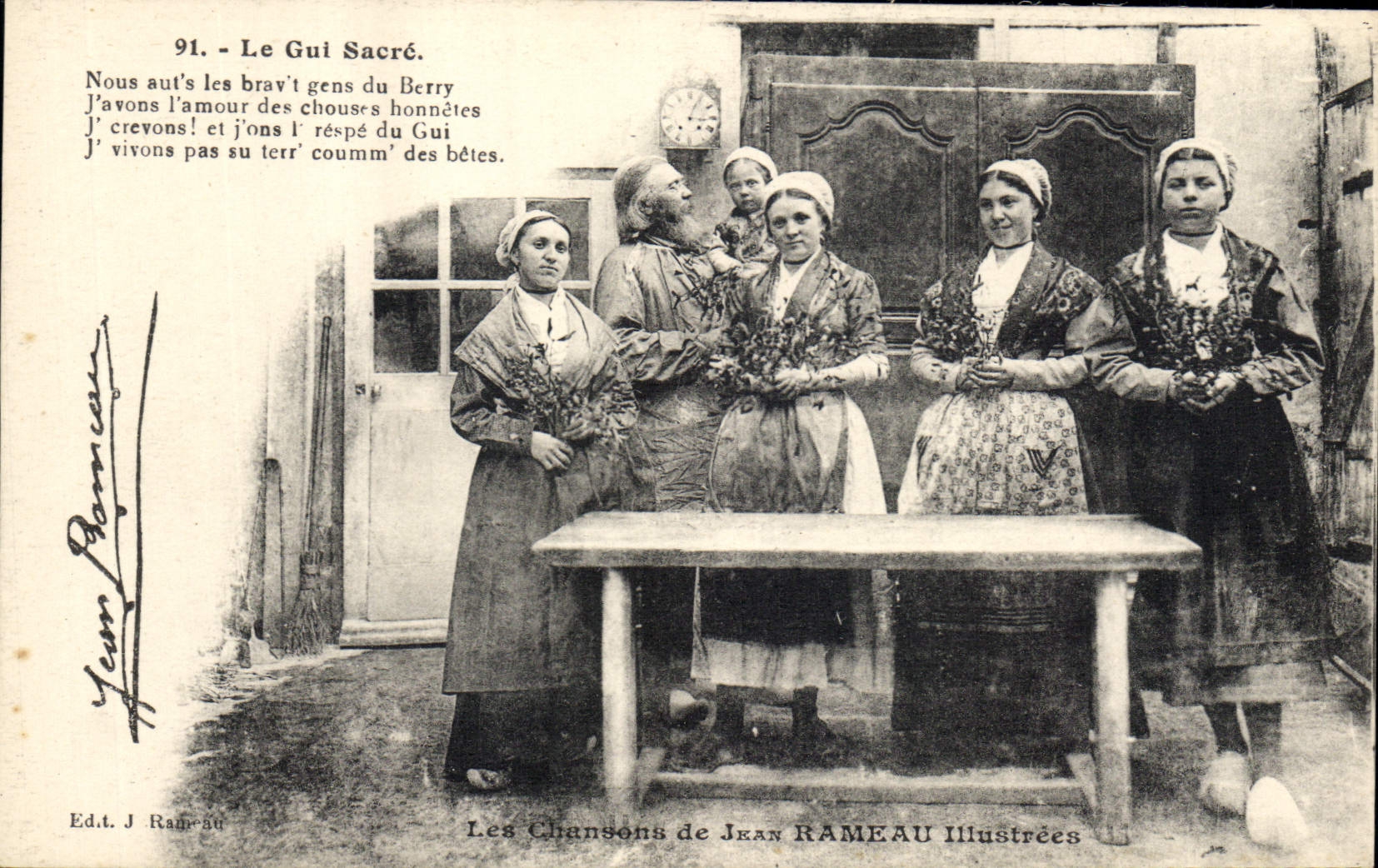 Vintage Postcard Folklore the songs of illustrated Jean Rameau the GUI crowns