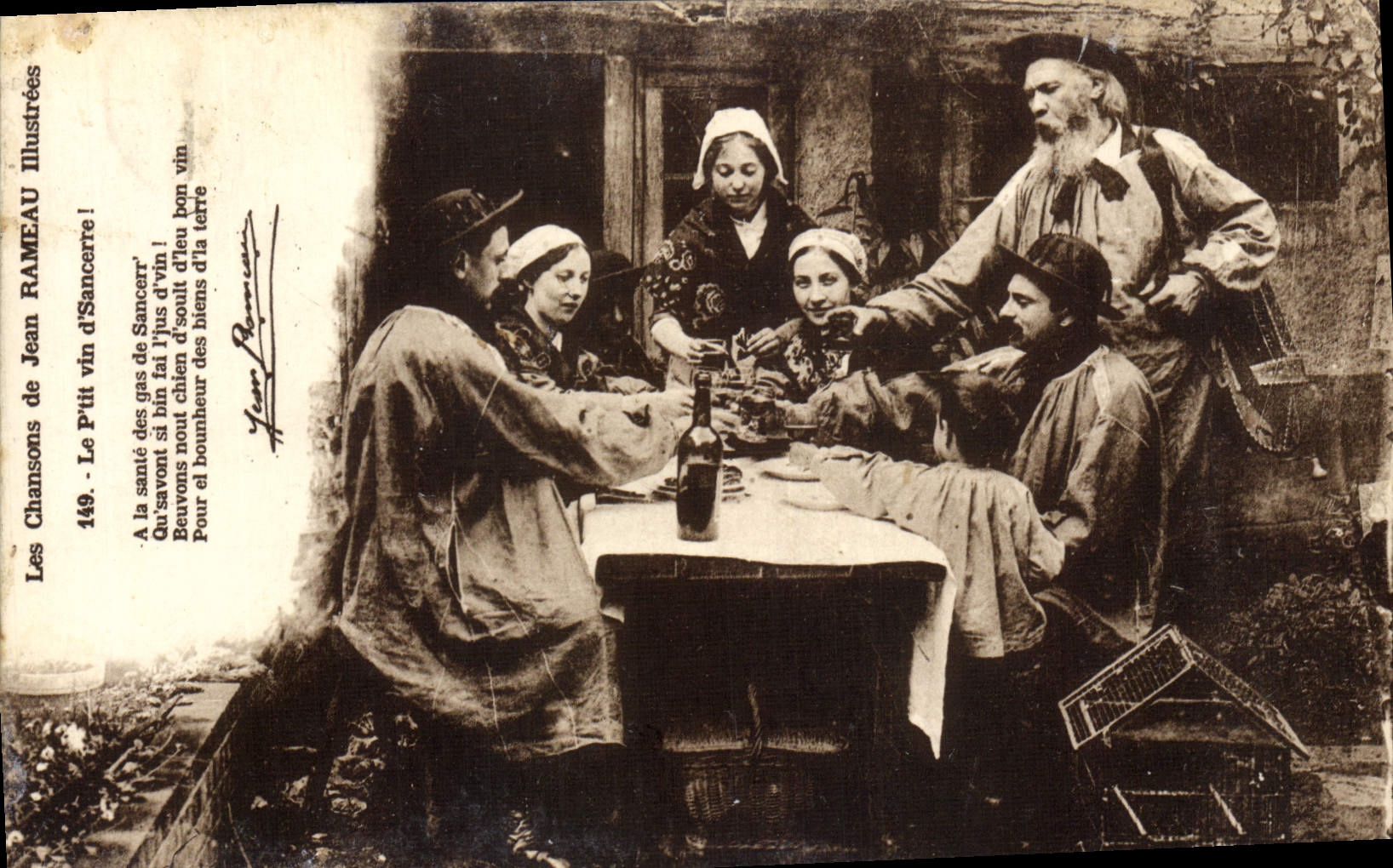 CPA Folklore Les chansons de Jean Rameau illustrees Le P'tit vin d'Sancerre