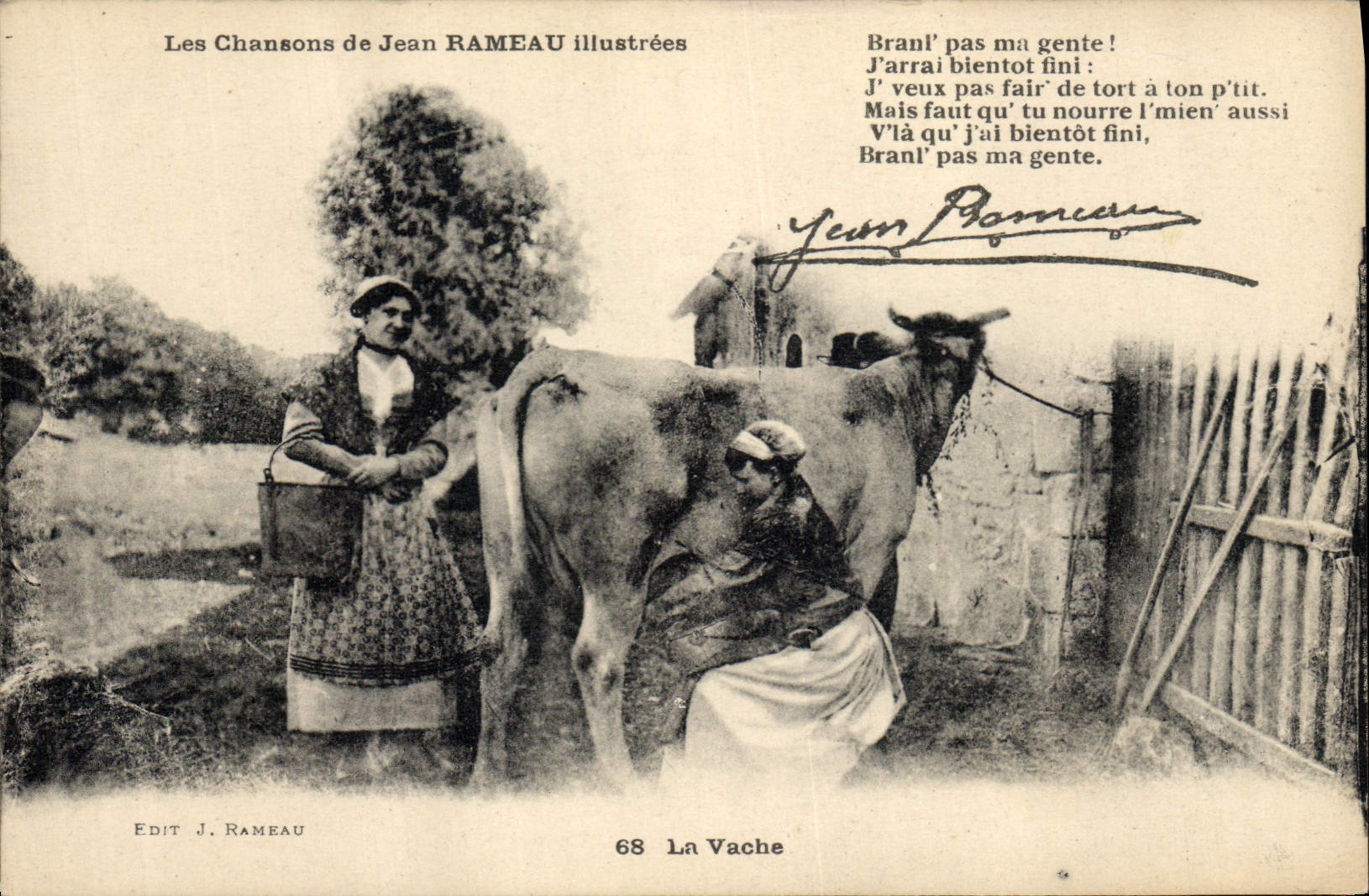 CPA Folklore Les chansons de Jean Rameau illustrees La Vache