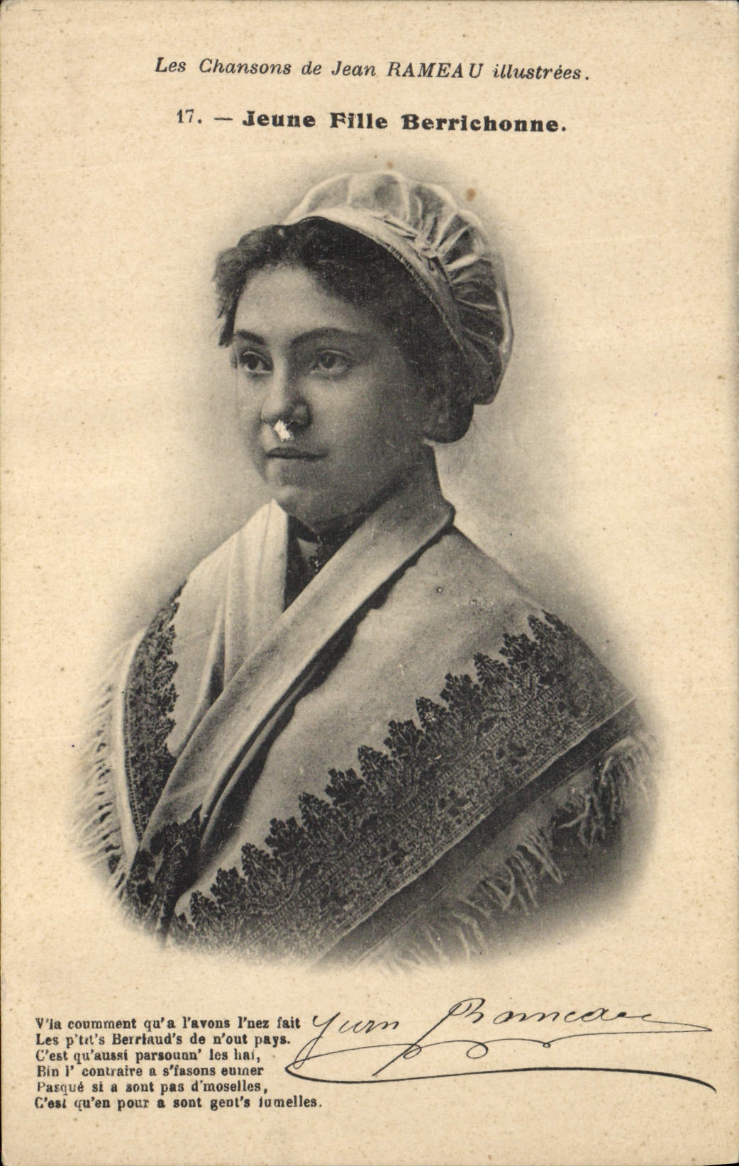 CPA Folklore Les chansons de Jean Rameau illustrees Jeune fille Berrichonne