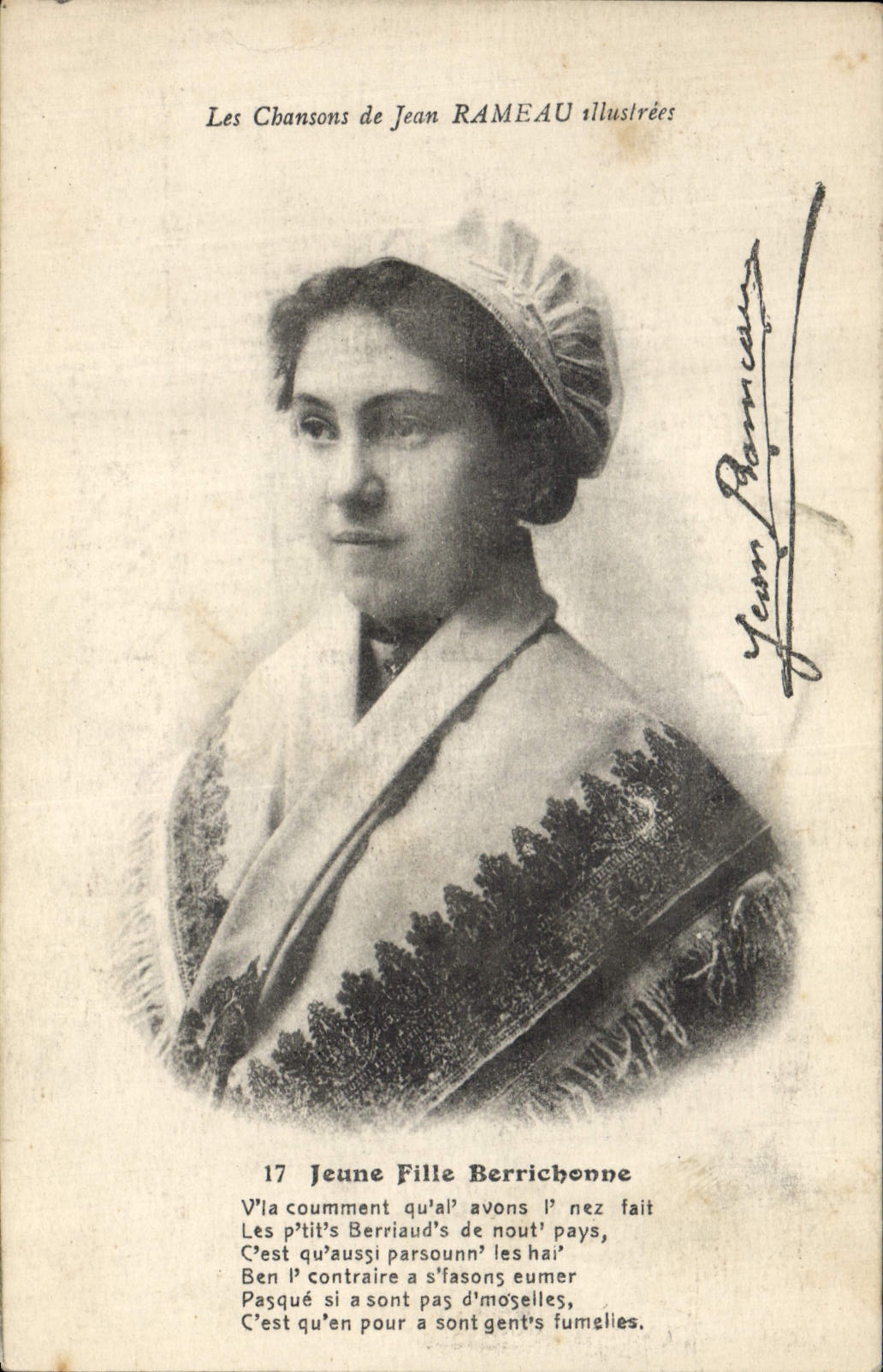 CPA Folklore Les chansons de Jean Rameau illustrees Jeune fille Berrichonne