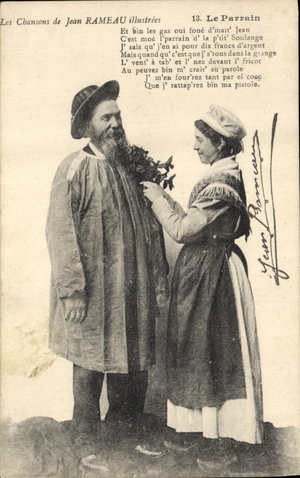 CPA Folklore Les chansons de Jean Rameau illustrees Le parrain