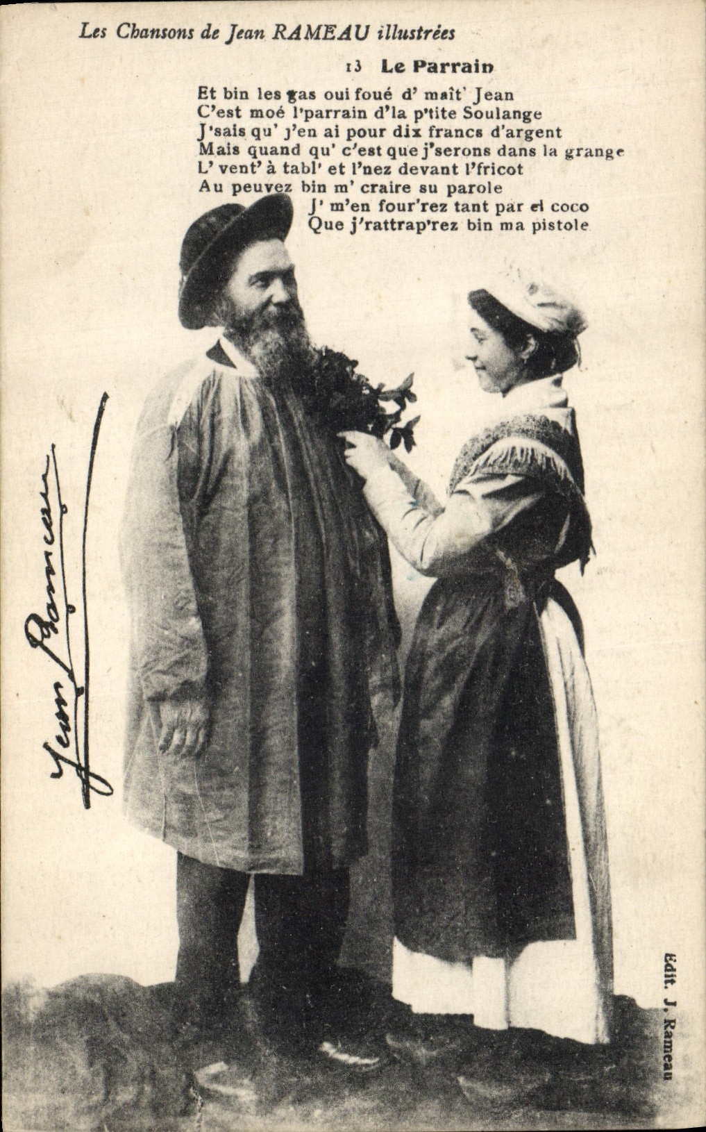 CPA Folklore Les chansons de Jean Rameau illustrees Le parrain