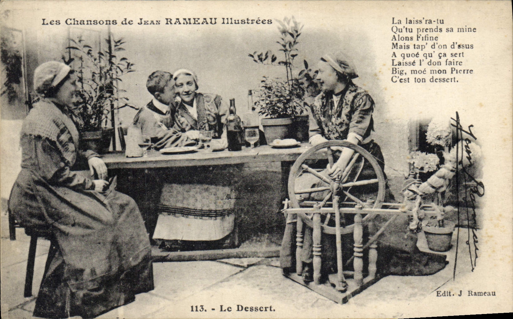 CPA Folklore Les chansons de Jean Rameau illustrees Le dessert