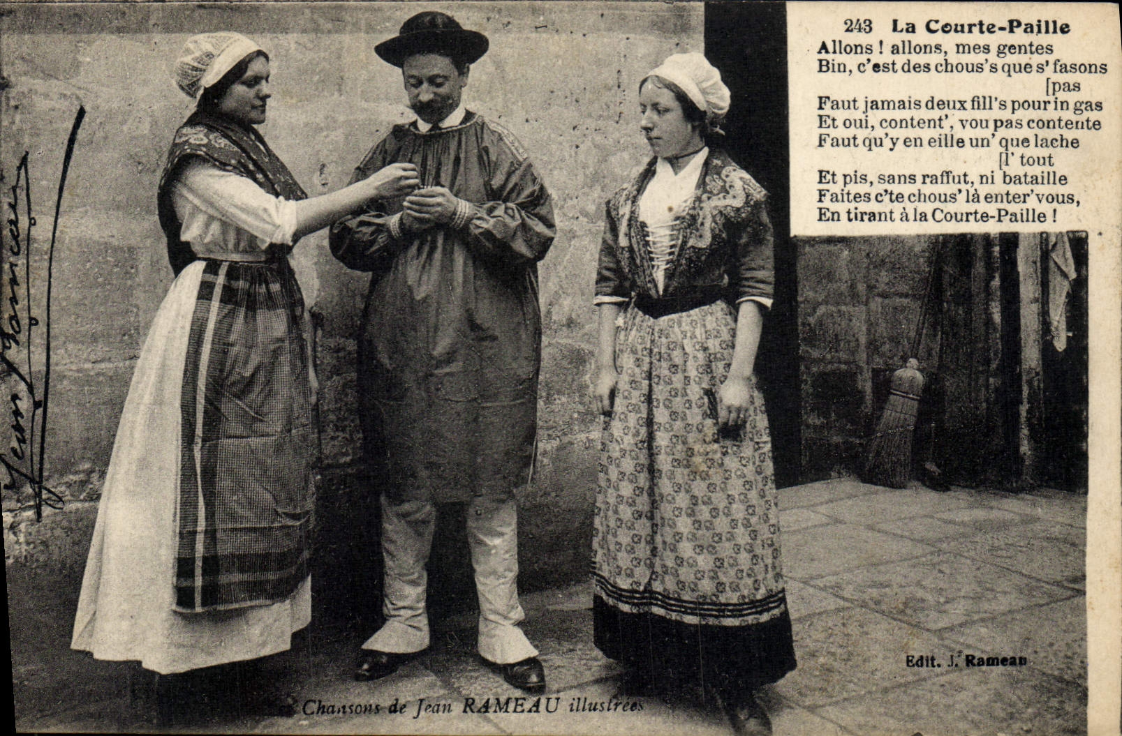 Postal Folclore las canciones de Jean Ramo ilustradas la corta paja