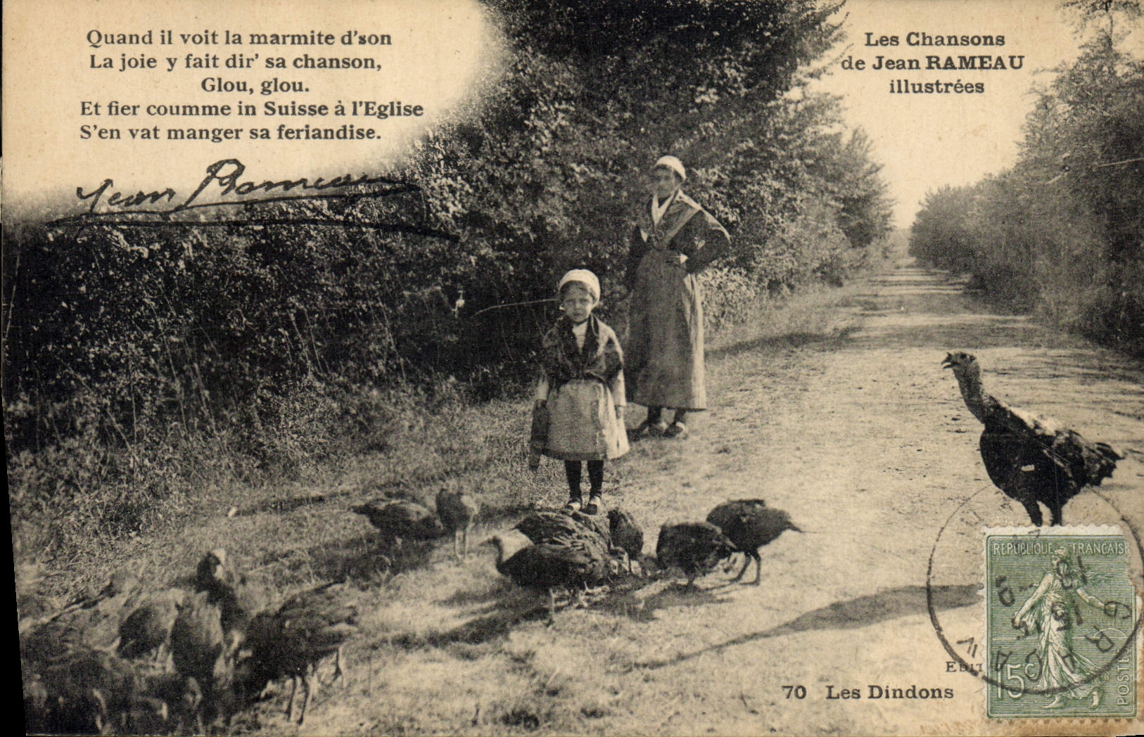 CPA Folklore Les chansons de Jean Rameau illustrees Les dindons