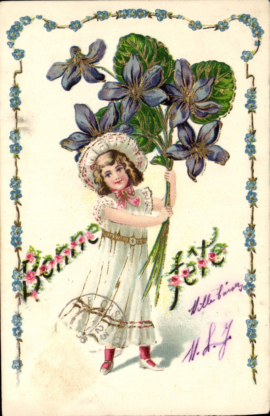 CPA Fantaisie Fleurs Enfant