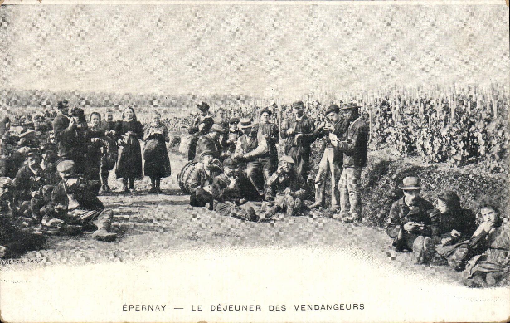 Vintage Postcard Folklore Wine Vineyards Epernay Champagne the lunch of the Vintagers SIGNAL
