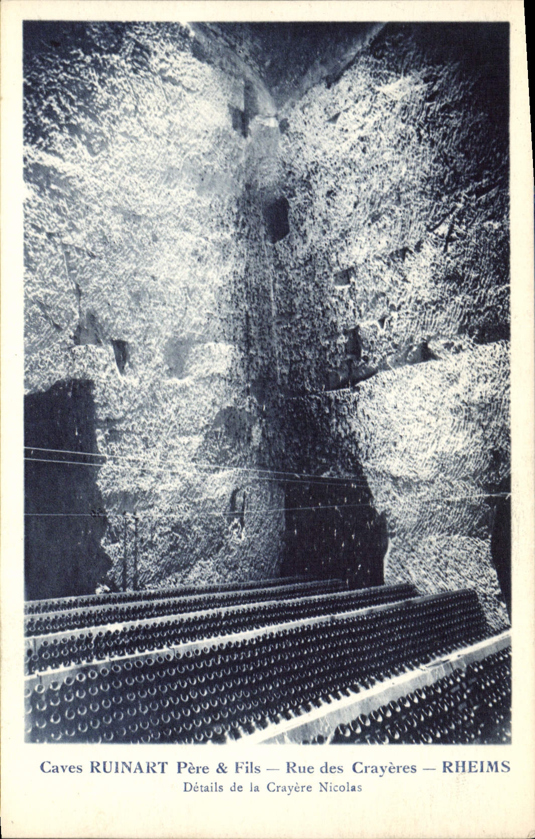 Vintage Postcard Folklore Wine Vineyards Champagne Ruinart Cellars & Son Street of the Chalk pits Rheims Details of the Chalk pit Nicolas Rheims
