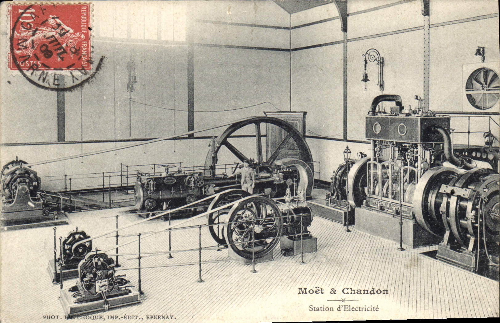 Vintage Postcard Folklore Wine Vineyards Moet Champagne and Chandon Station of electricity