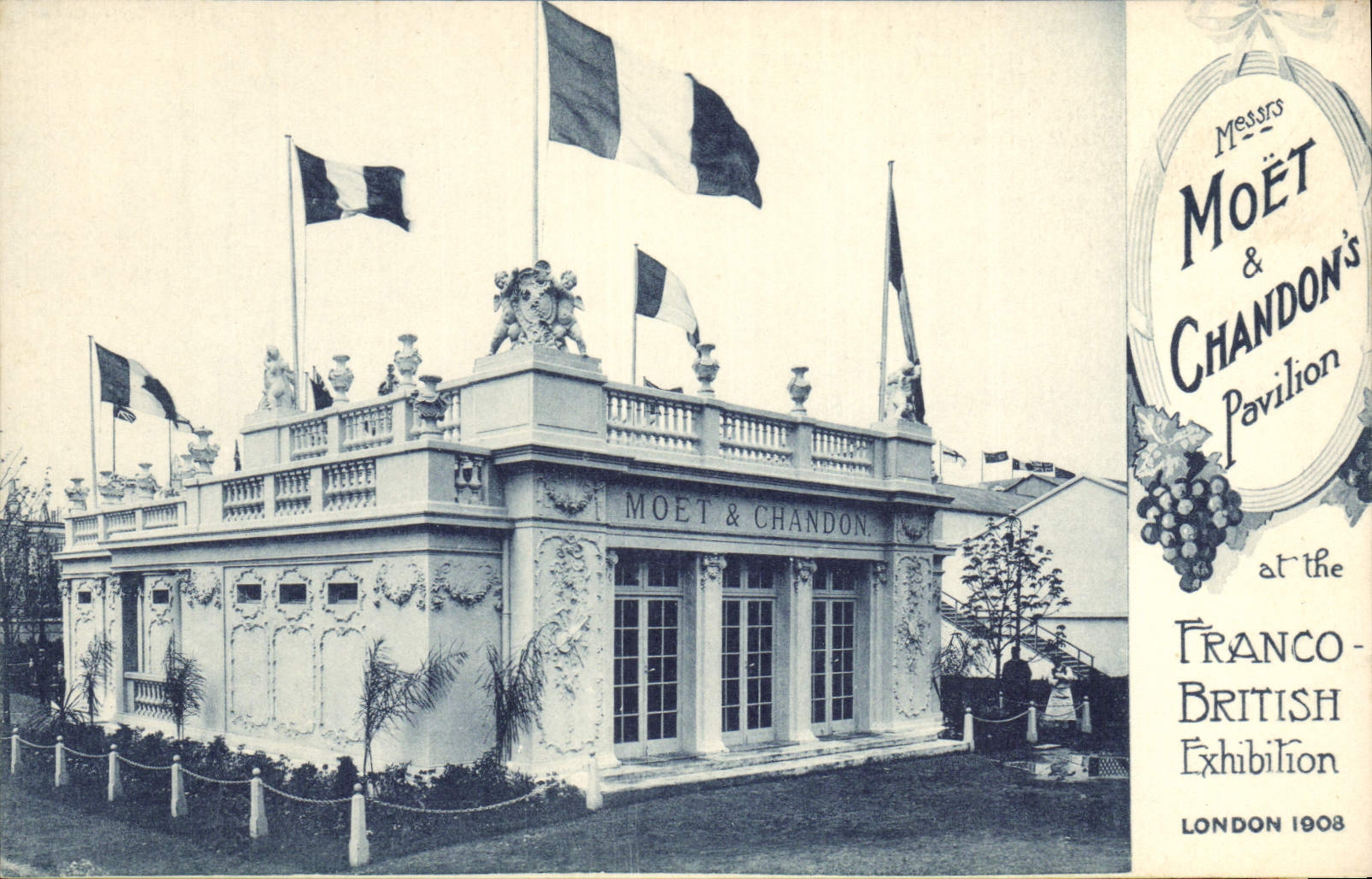 Vintage Postcard Folklore Wine Vineyards Champagne Moet and Chandon Free British Exhibition London 1908