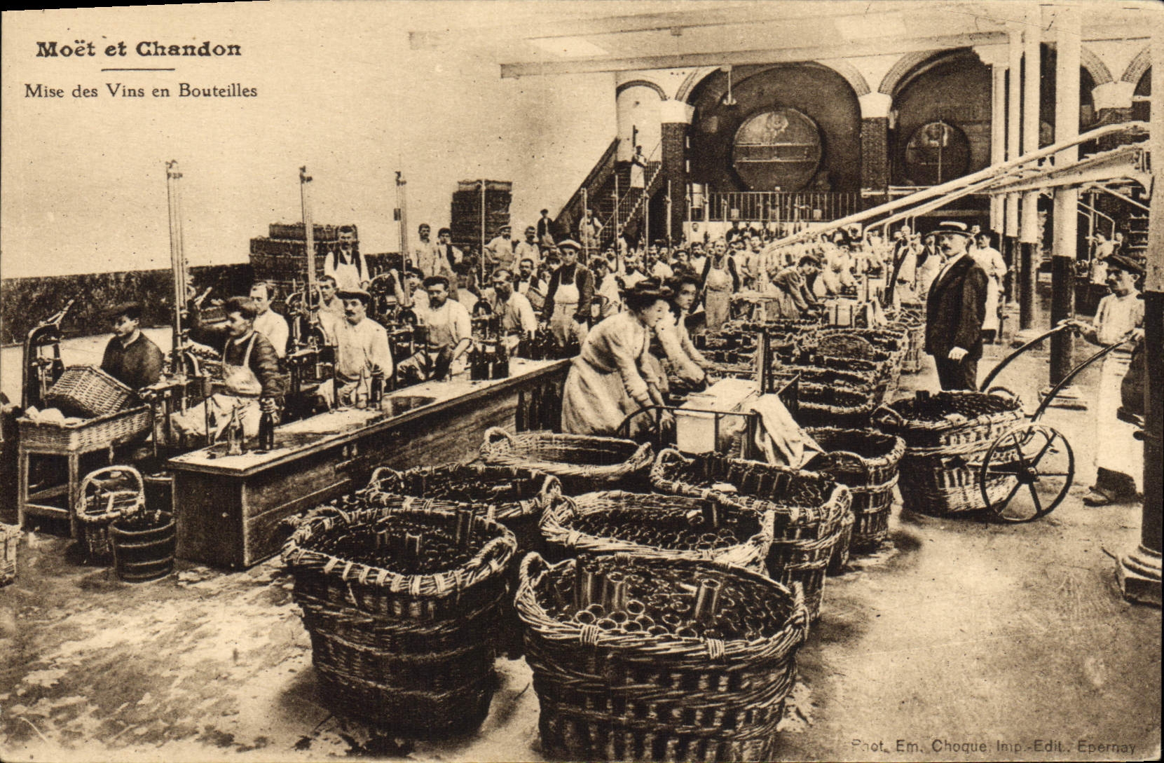Vintage Postcard Folklore Wine Vineyards Moet Champagne and Chandon Put of the bottled wines