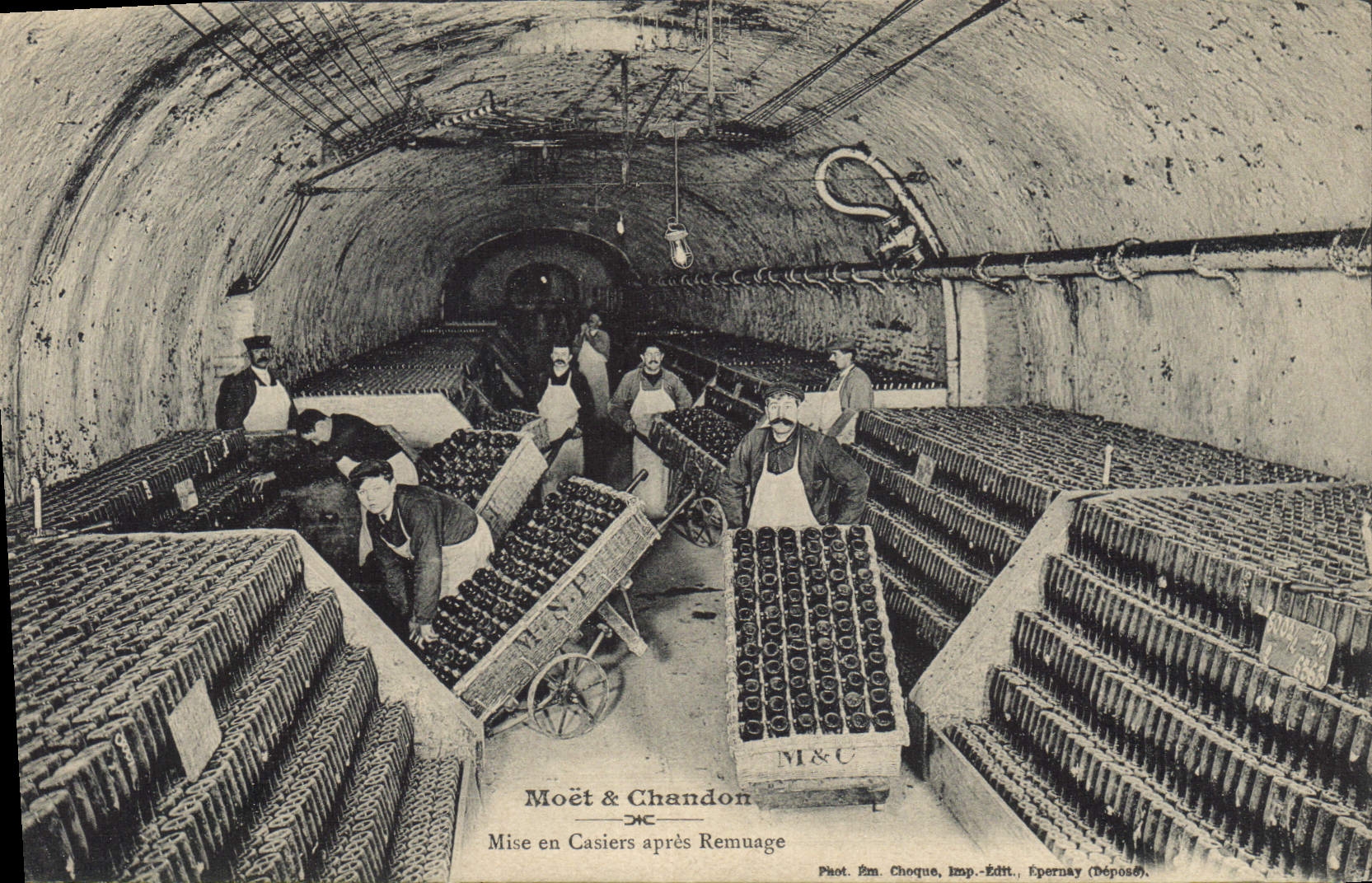 Vintage Postcard Folklore Wine Vineyards Champagne Moet and Chandon Put in racks after moving