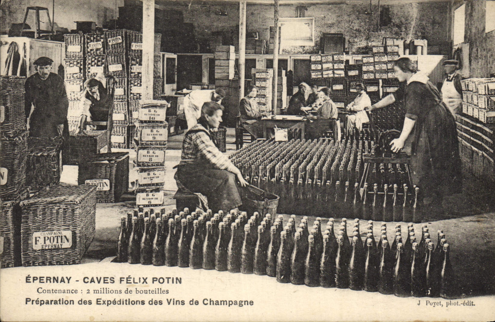 Postal Folclore Vino Viñedos Champaña Epernay Huecos Felix Potin Preparation de las expediciones de vinos de Champaña