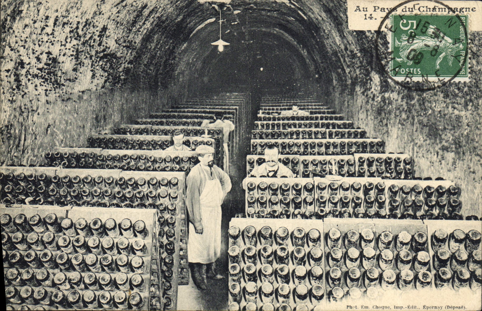 Postal Folclore Vino Viñedos Champaña