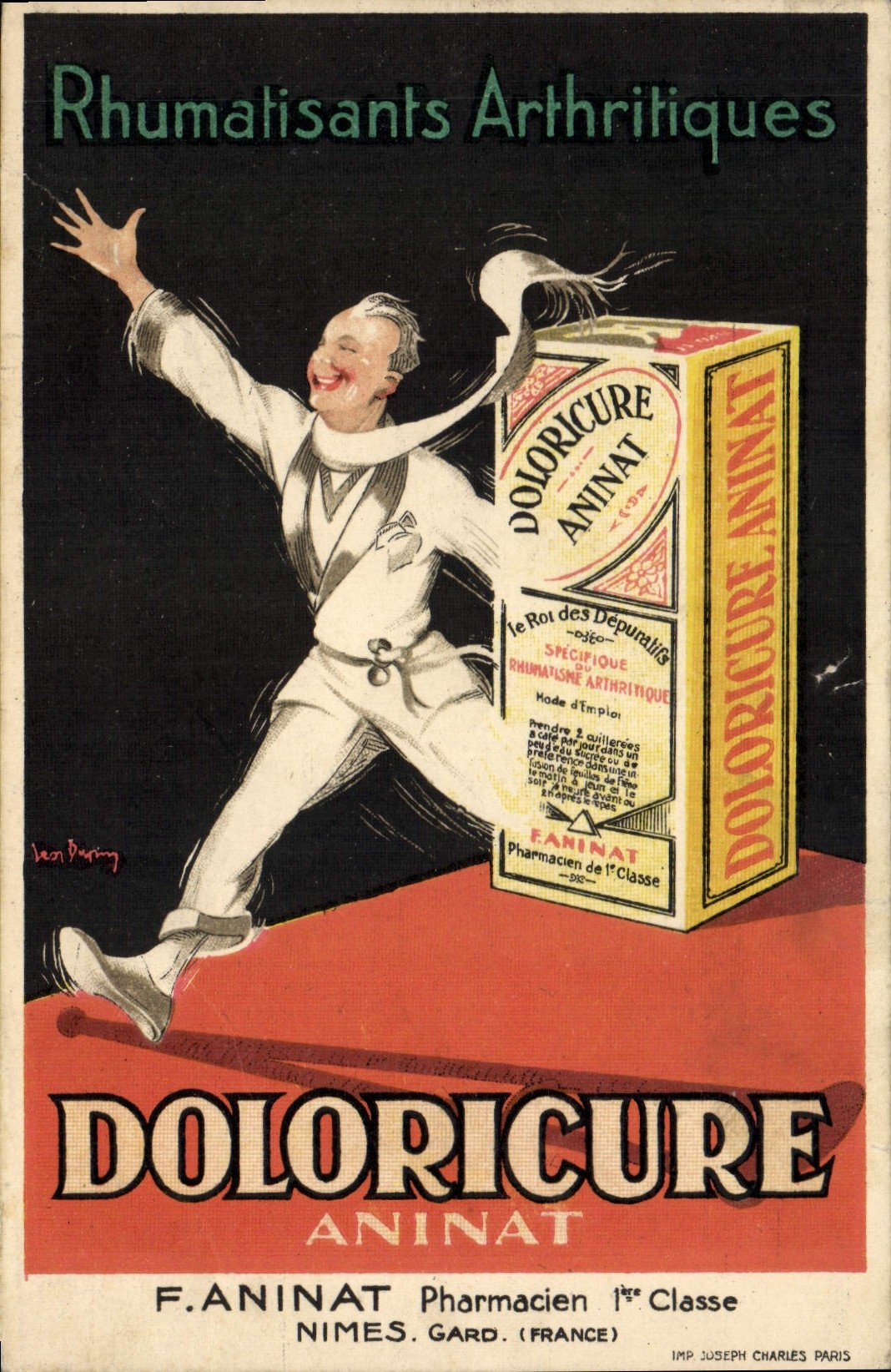CPA Publicite Rhumatisants arthritiques Doloricure Aninat Pharmacien Nimes