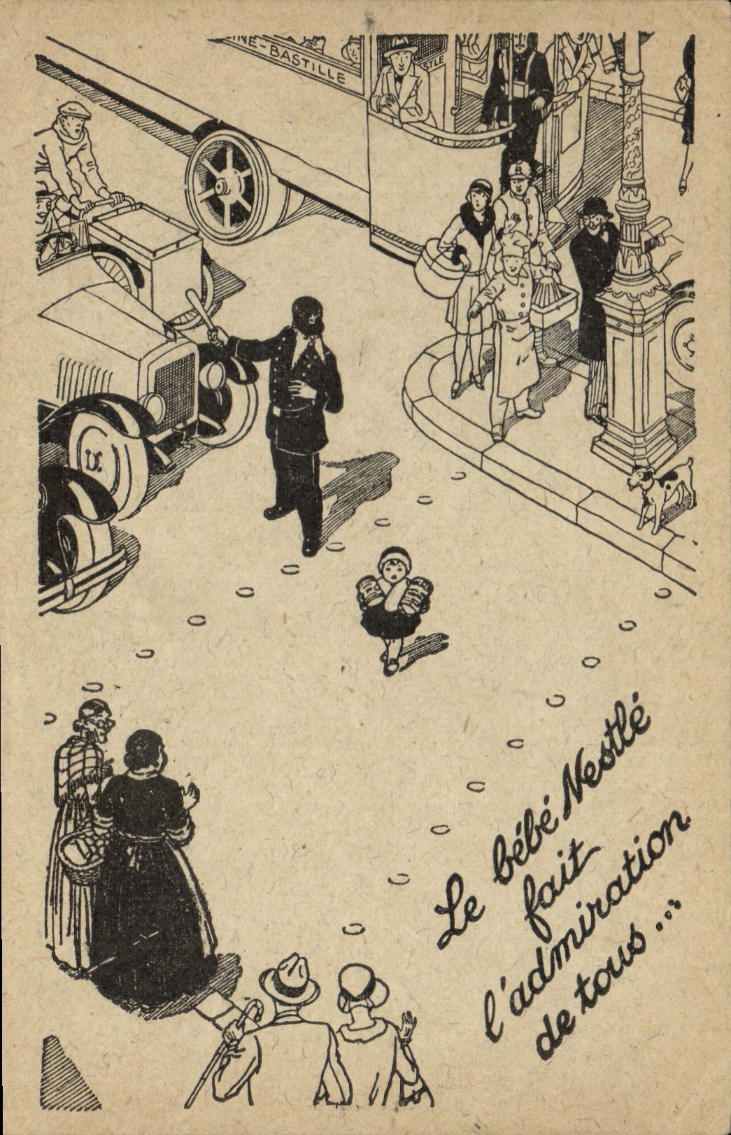 CPA Publicite Le bebe Nestle fait l'admiration de tous Police Policier Automobile Avenue Portalis Paris 8eme