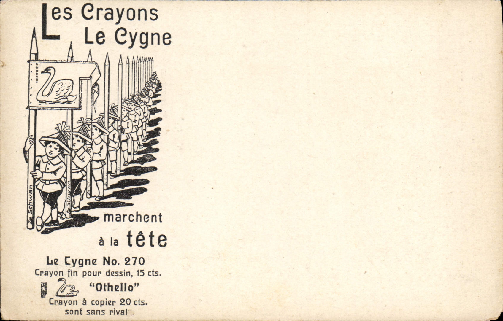 CPA Publicite Les crayons Le Cygne Enfants