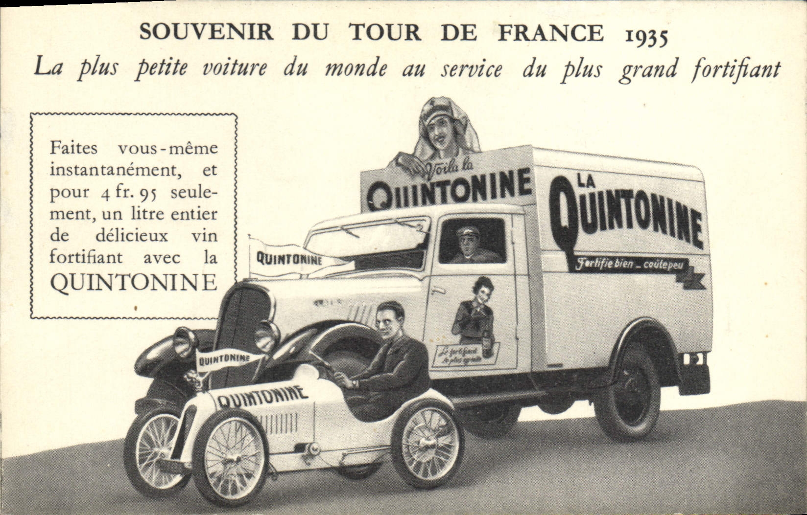 CPA Publicite Souvenir du Tour de France 1935 Quintonine Automobile Bus TOP