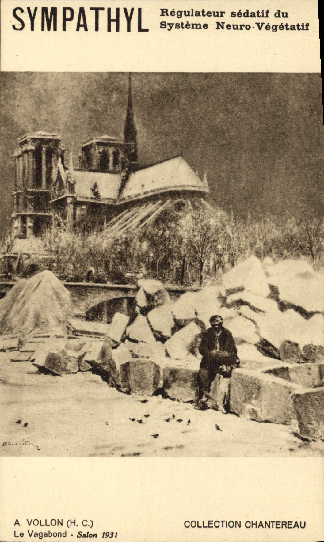 CPA Publicite Sympathyl Laxatif doux reeducateur intestinal Vollon Le vagabond Chantereau Salon 1931