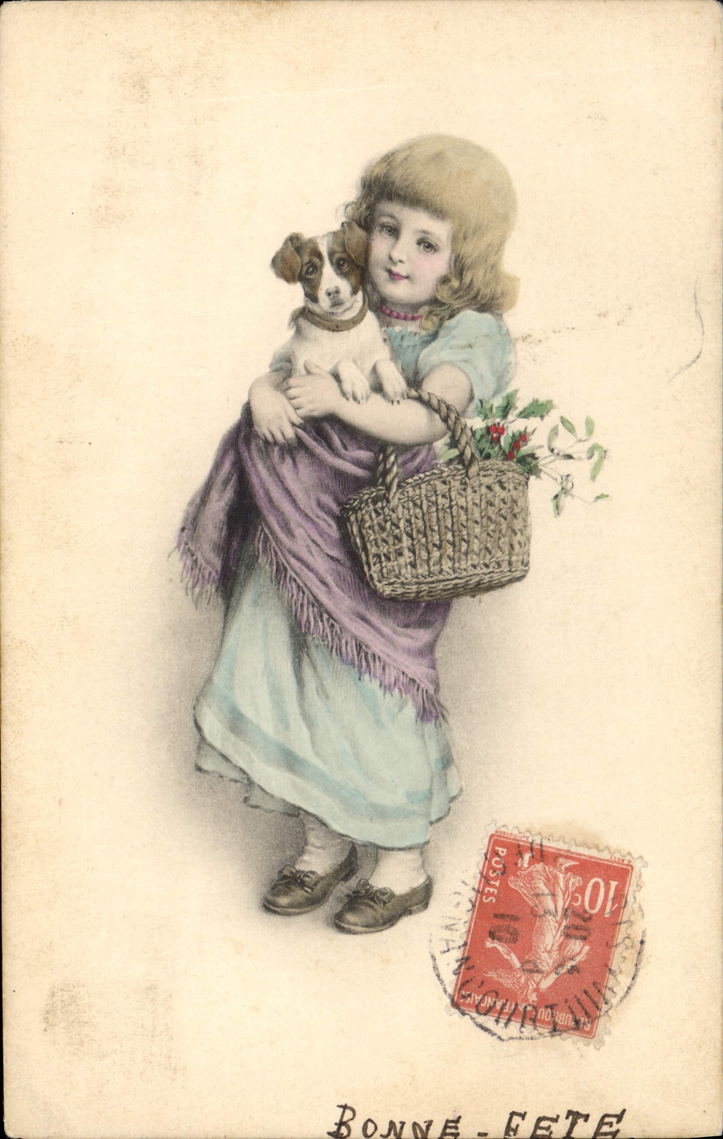 CPA Fantaisie Enfant Chien Chiot 