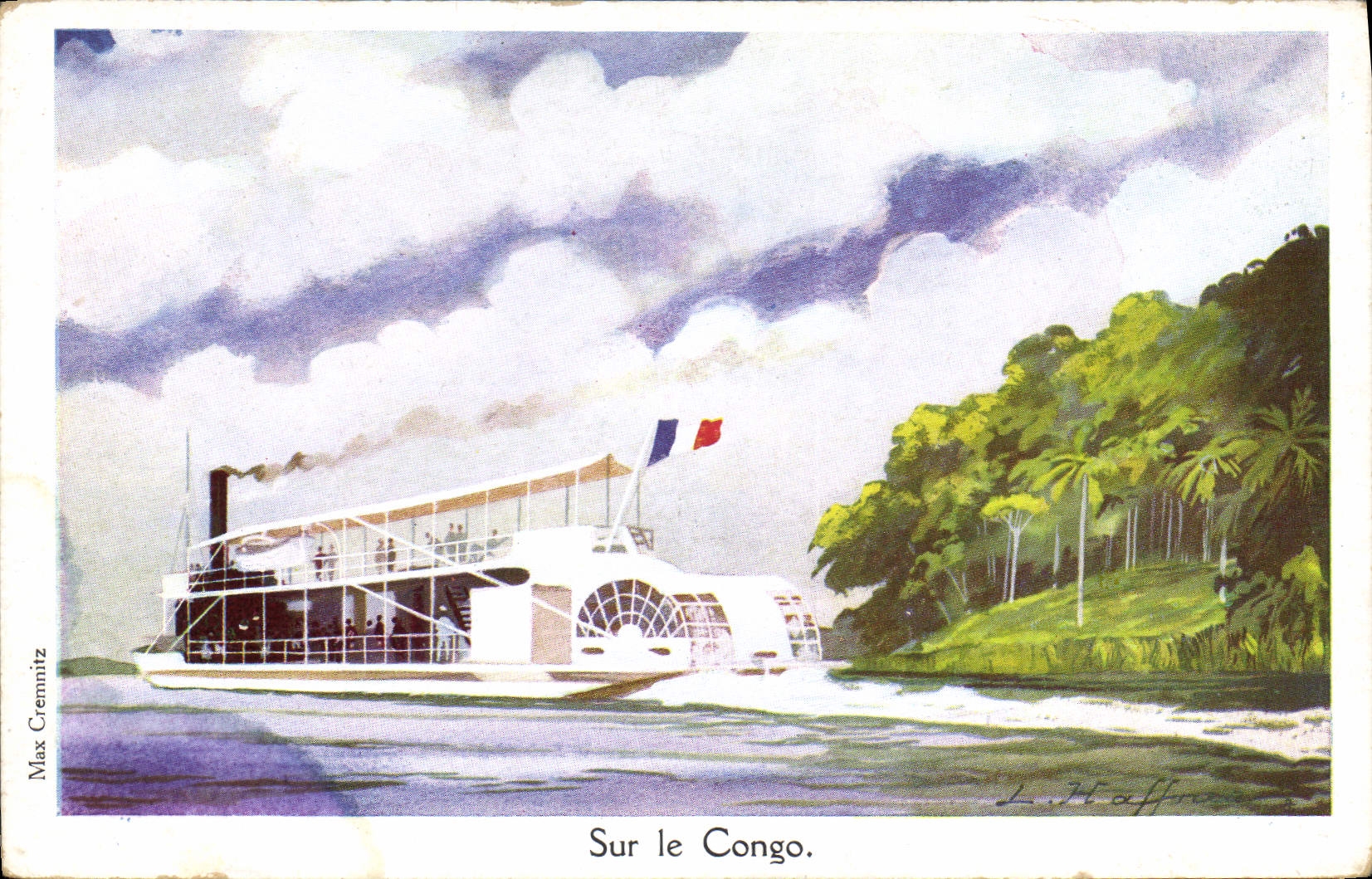CPA Fantaisie Illustrateur Haffner Bateau Sur le Congo 
