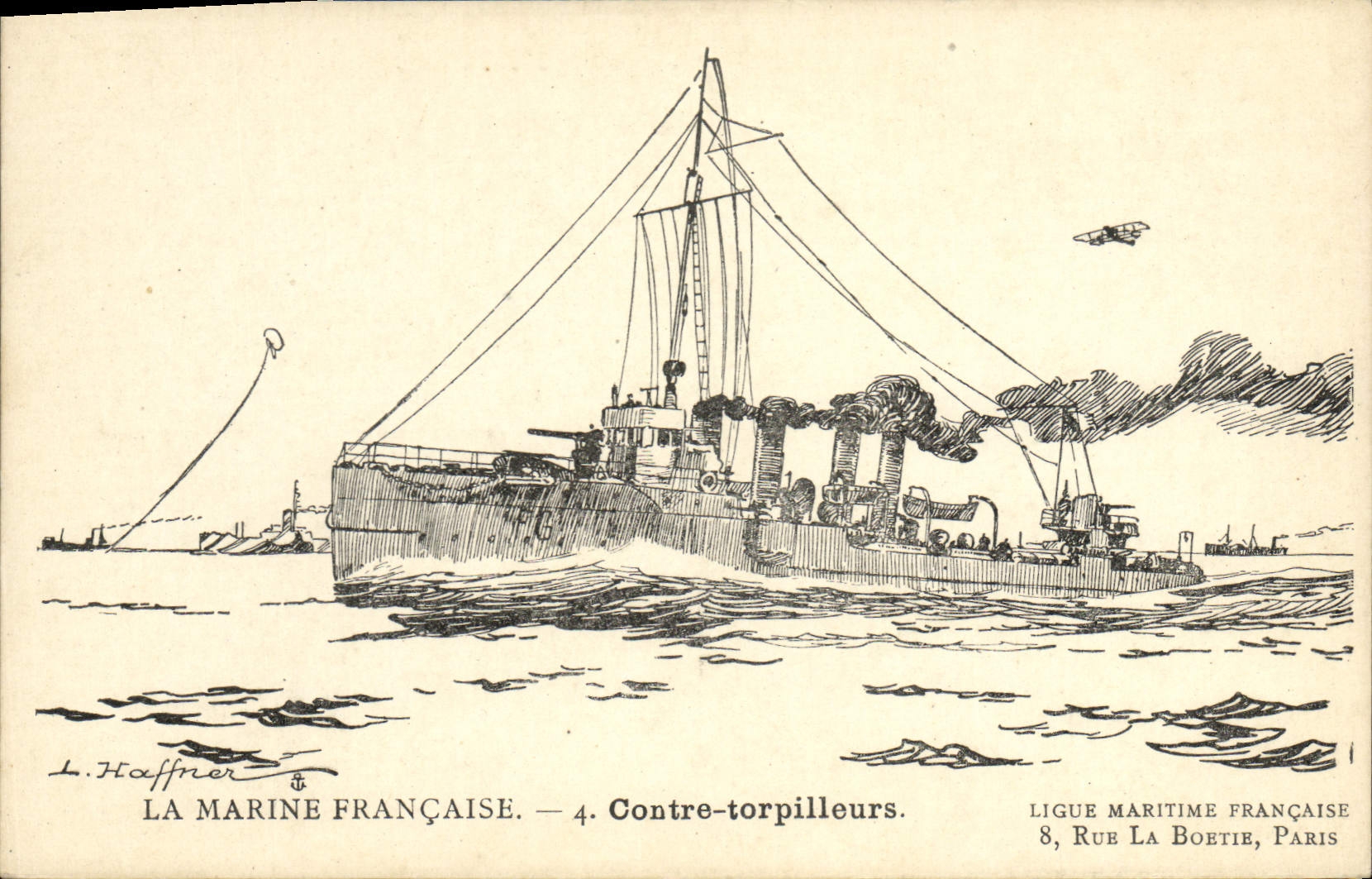CPA Fantaisie Illustrateur Haffner Bateau de Guerre Contre torpilleurs