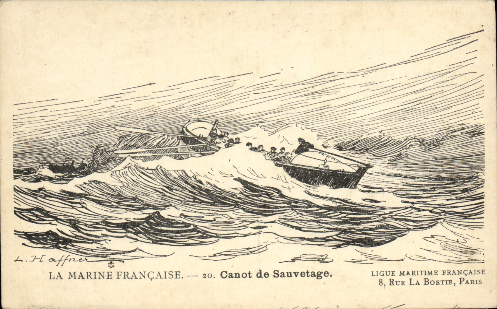 CPA Fantaisie Illustrateur Haffner Bateau Canot de sauvetage 