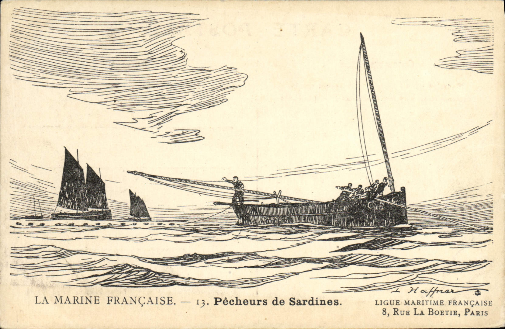 CPA Fantaisie Illustrateur Haffner Bateau Pecheurs de sardines