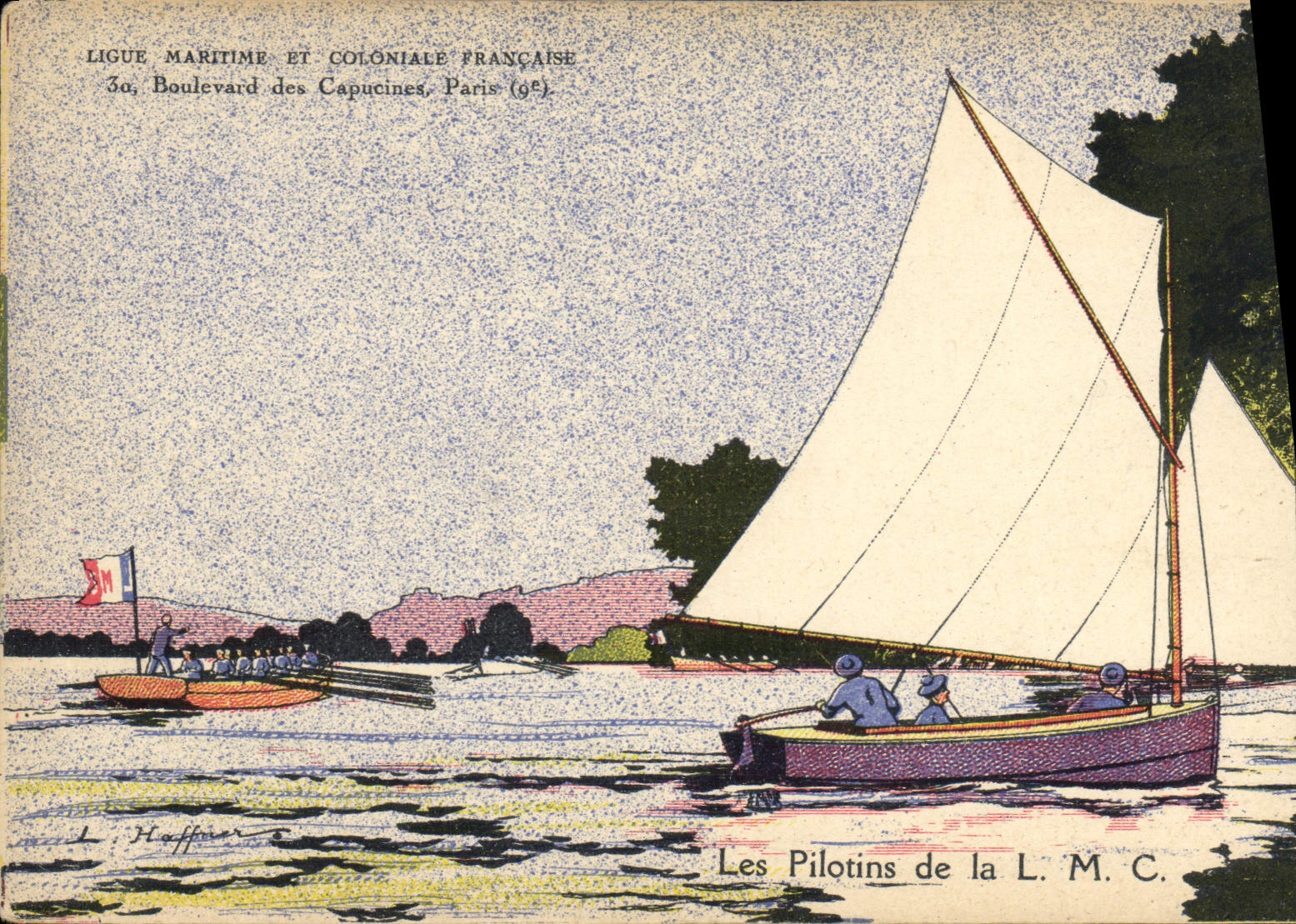 CPA Fantaisie Illustrateur Haffner Bateau Les pilotins de la LMC 