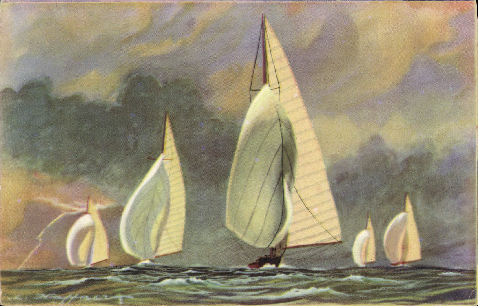 CPA Fantaisie Illustrateur Haffner Bateau Vent arriere